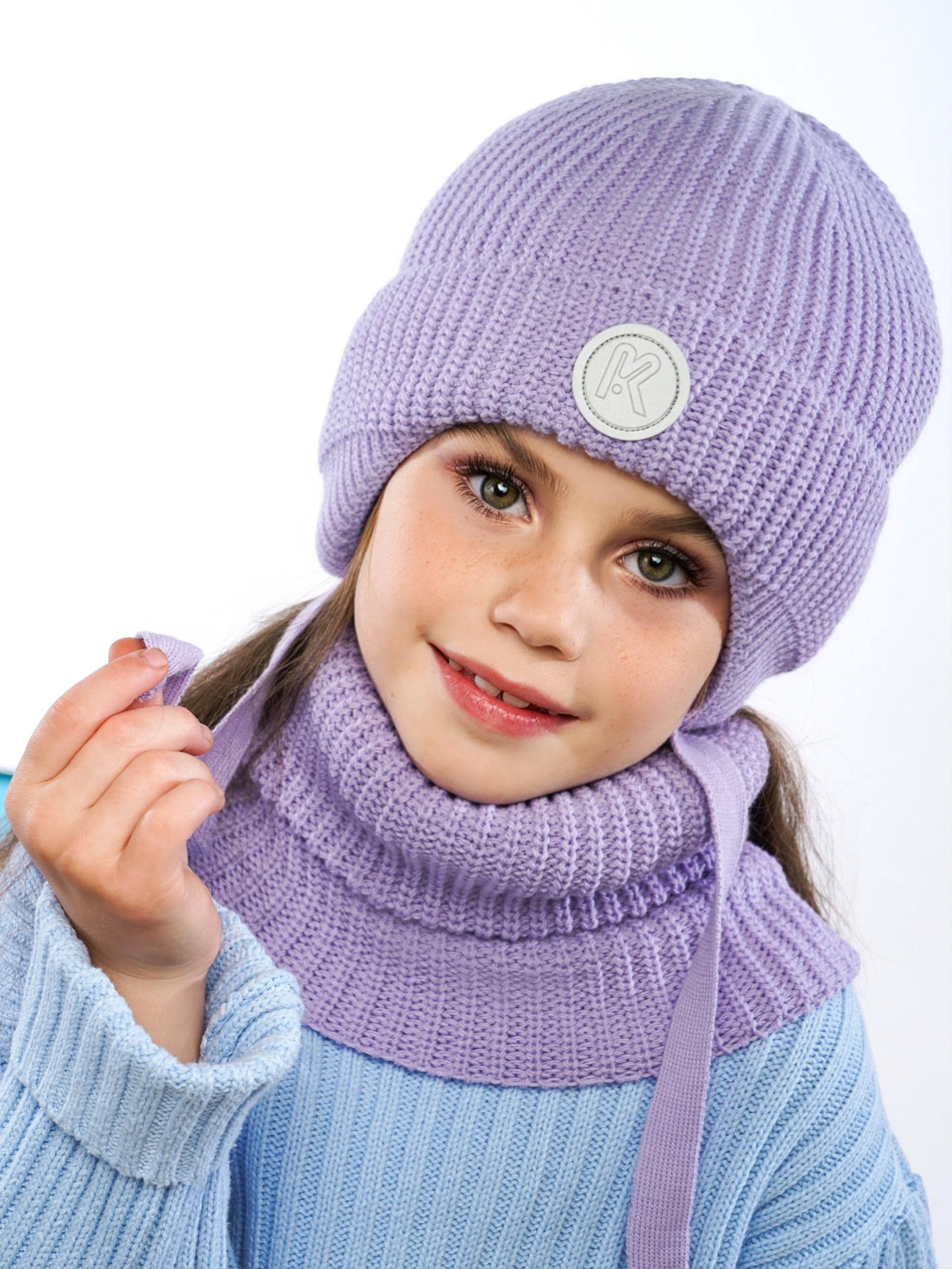 Шапка и снуд ПриКиндер U-W_221229 Цвет: Сиреневый - фото 12