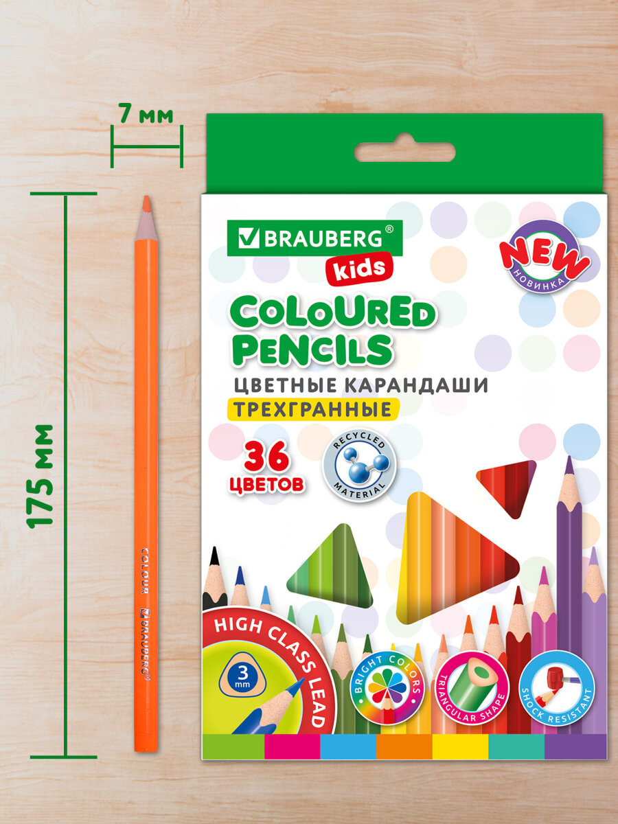 Карандаши цветные Brauberg 36 шт. - фото 7