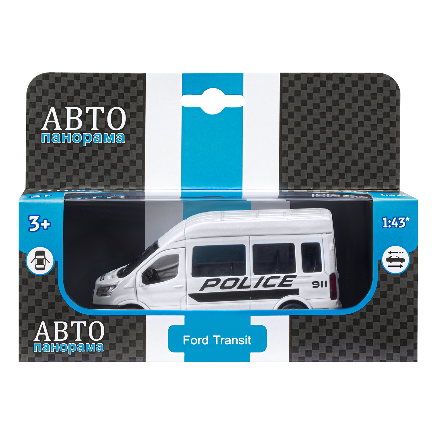 Полицейская машина АВТОпанорама Ford Transit 1:52 Полиция JB1251633 - фото 6