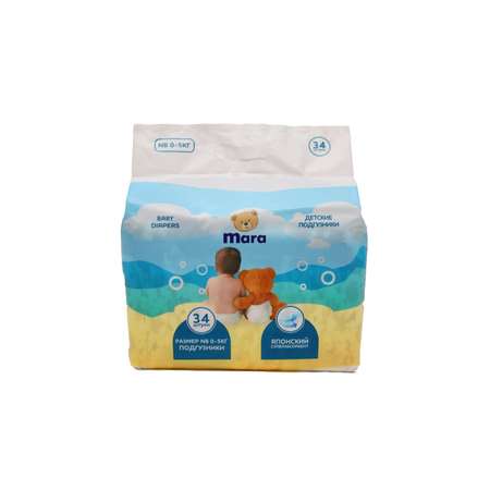 Подгузники Mara NB (0-5 кг) 34 шт.
