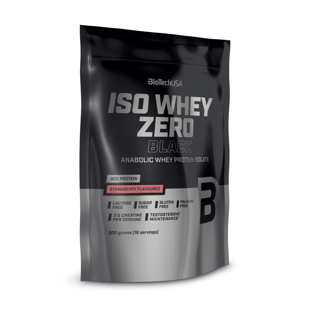 Сывороточный протеин изолят BiotechUSA Iso Whey Zero Black 500 г клубника - фото 1