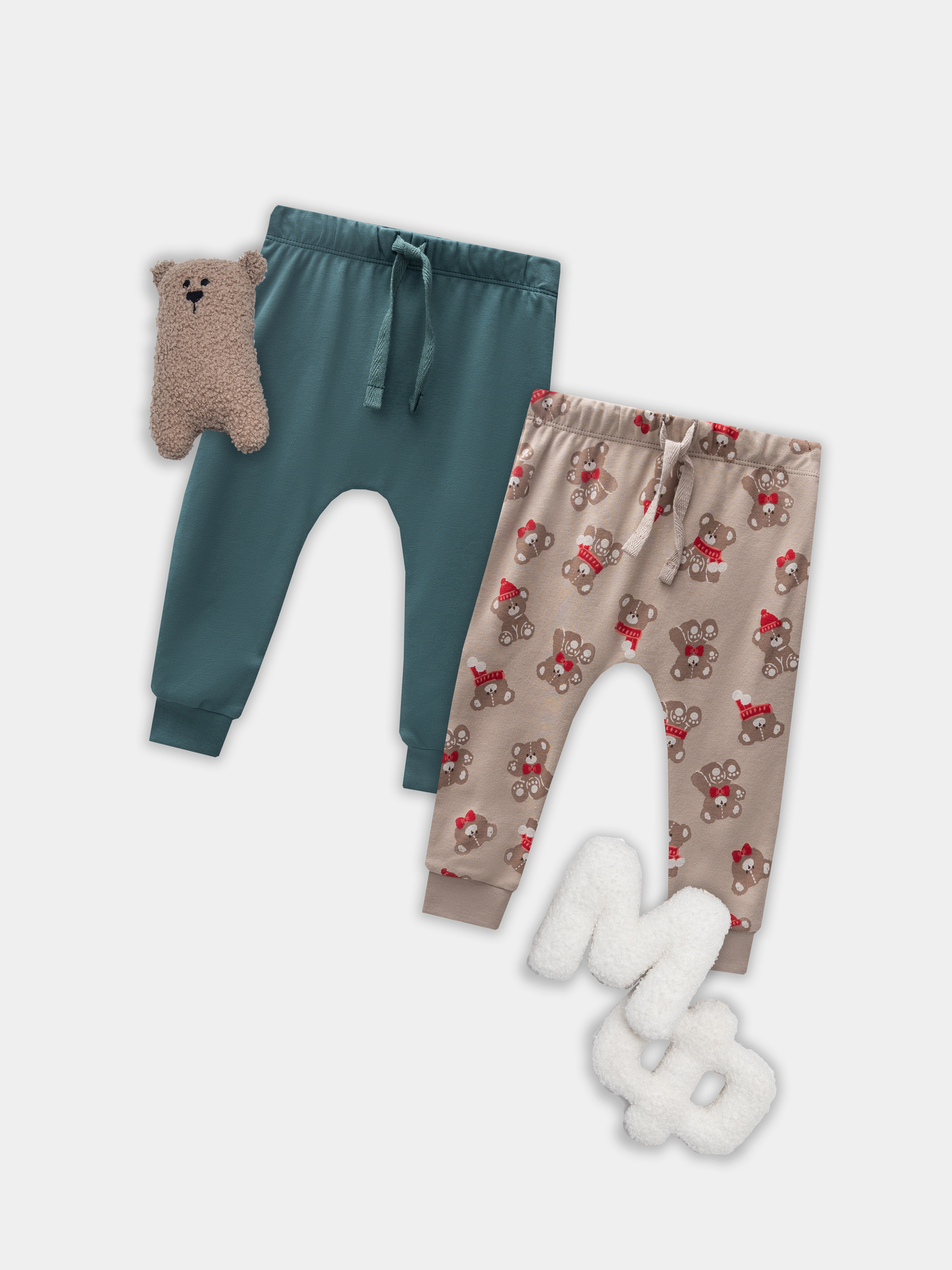 Ползунки 2 шт Mark Formelle (Марк Формэль) 85113-2/НГ мишутки на бежевом +изумруд - фото 1