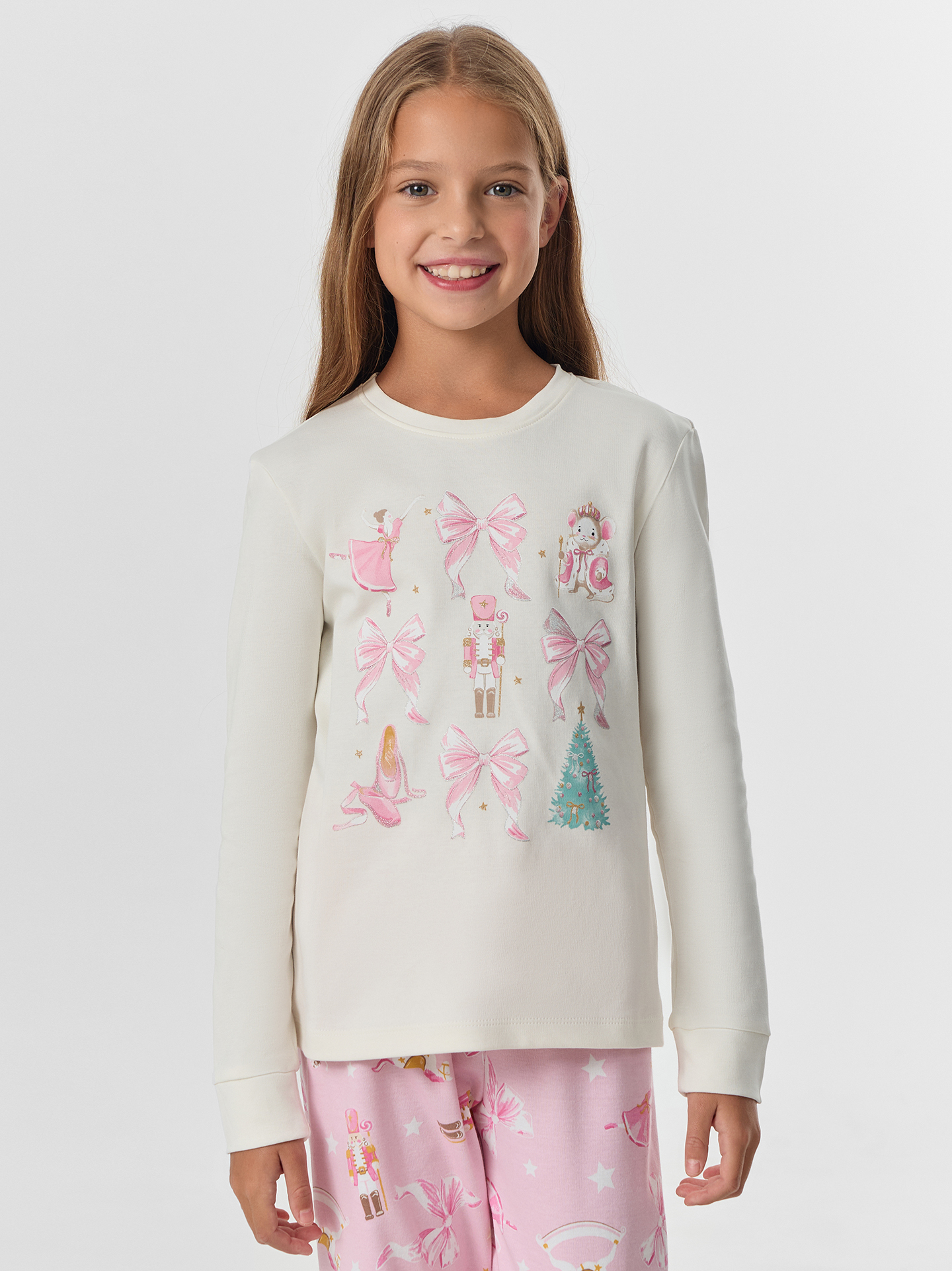 Пижама Mark Formelle (Марк Формэль) 567743/молочный +НГ бантики на розовой сказке - фото 3