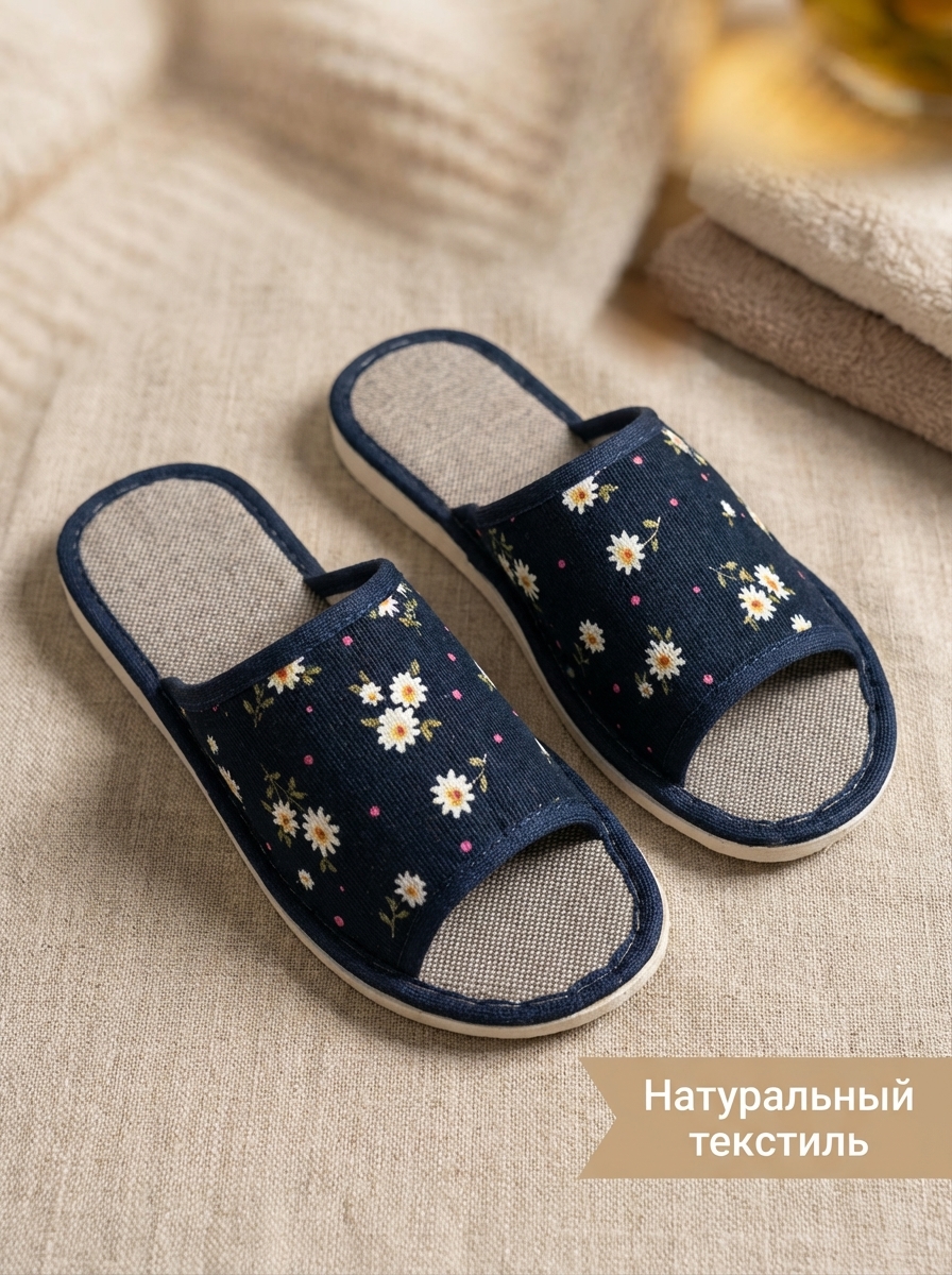 Тапочки UTA HOME 8-5/цветы_синий - фото 4