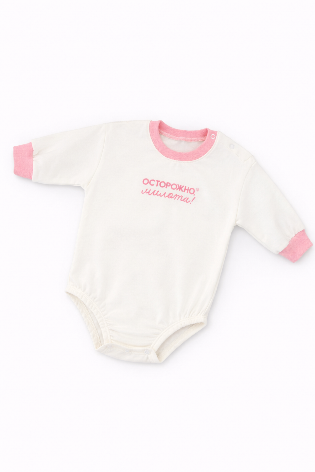 Боди Супер Пупс ромпер/молочный/розовыймилота - фото 1