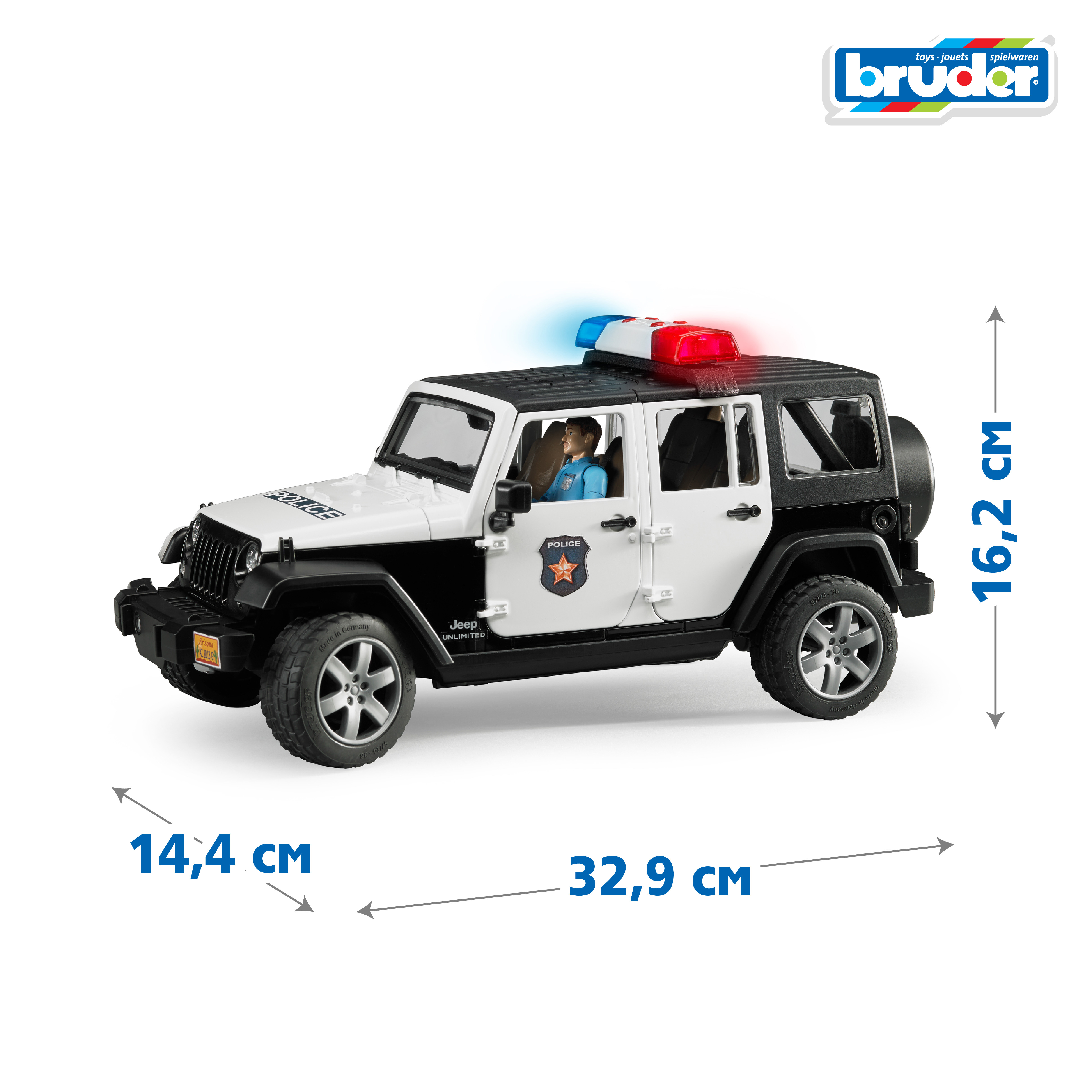 Полицейская машина Bruder Jeep с фигуркой 1:16 02-526 - фото 2