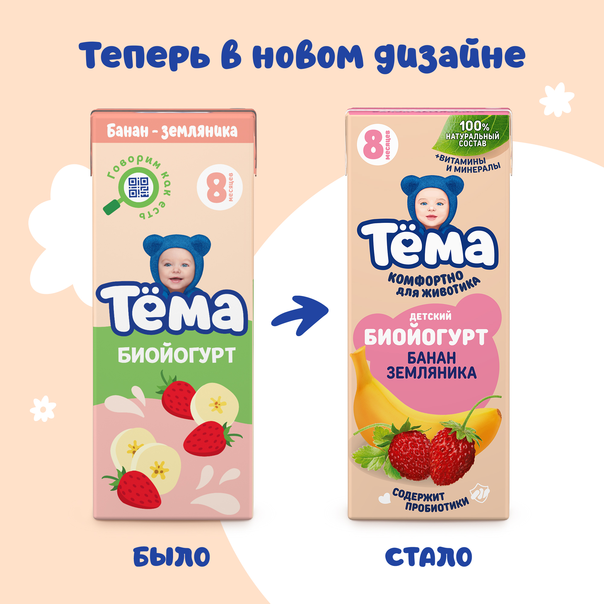 Биойогурт питьевой Тёма банан-земляника 2.8% 210г - фото 5