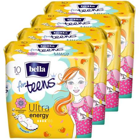 Прокладки супертонкие BELLA for teens Ultra energy 10 шт х 4 упаковки