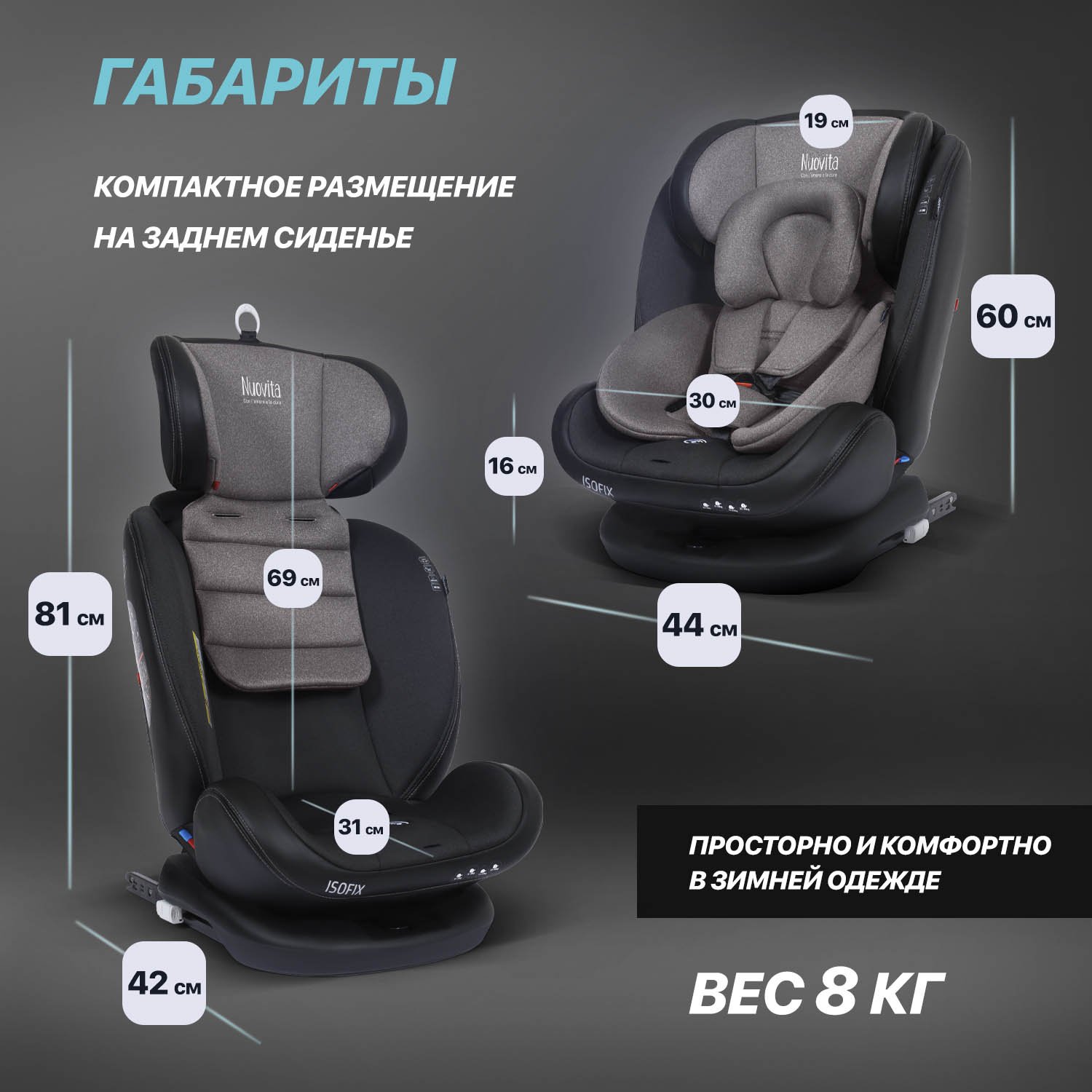 Автокресло Nuovita Maczione N0123i-1L Isofix 0+/1/2/3 (0-36 кг) коричневый - фото 10
