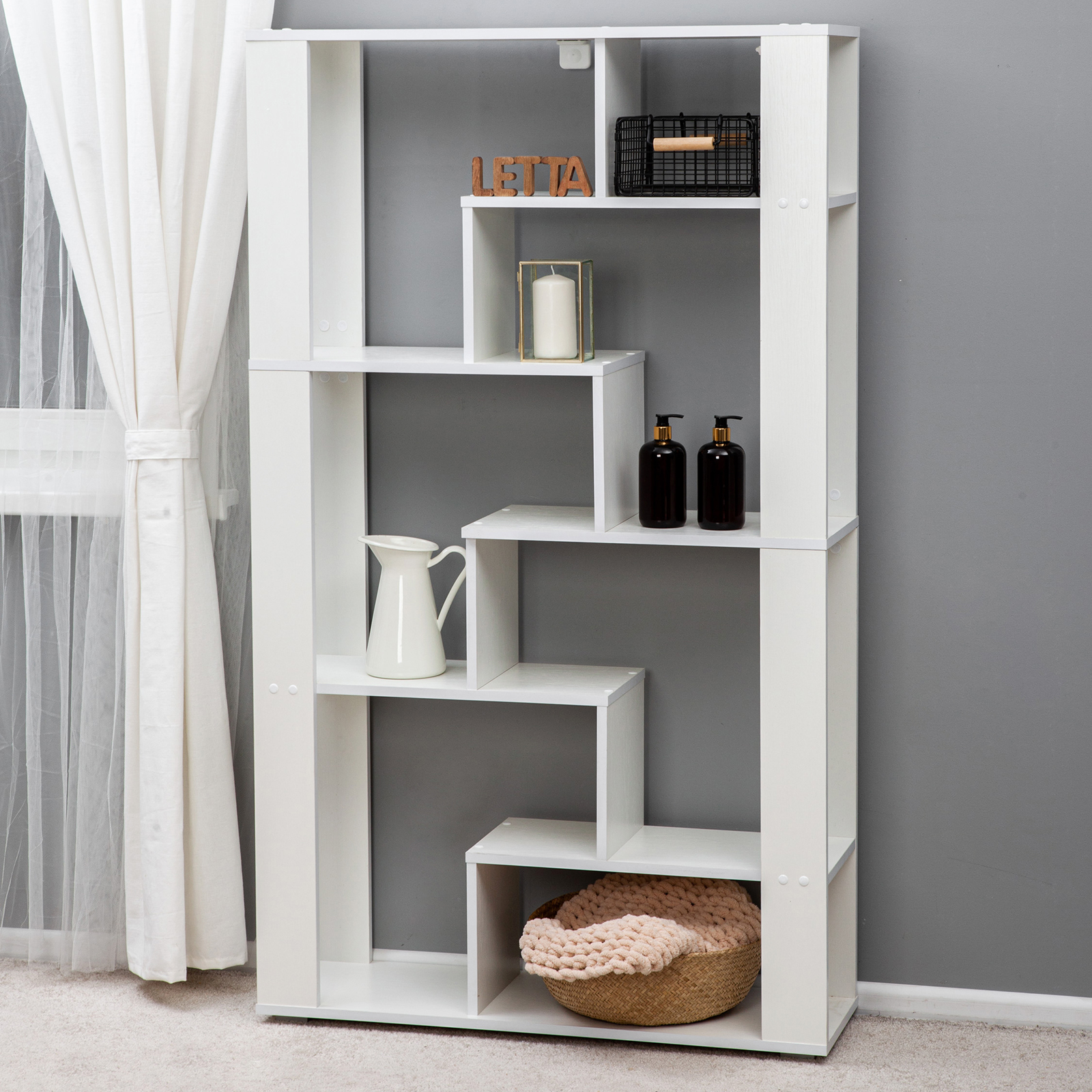 Стеллаж этажерка LETTA Lite Plus Белое тиснен 916х1572х280 - фото 4