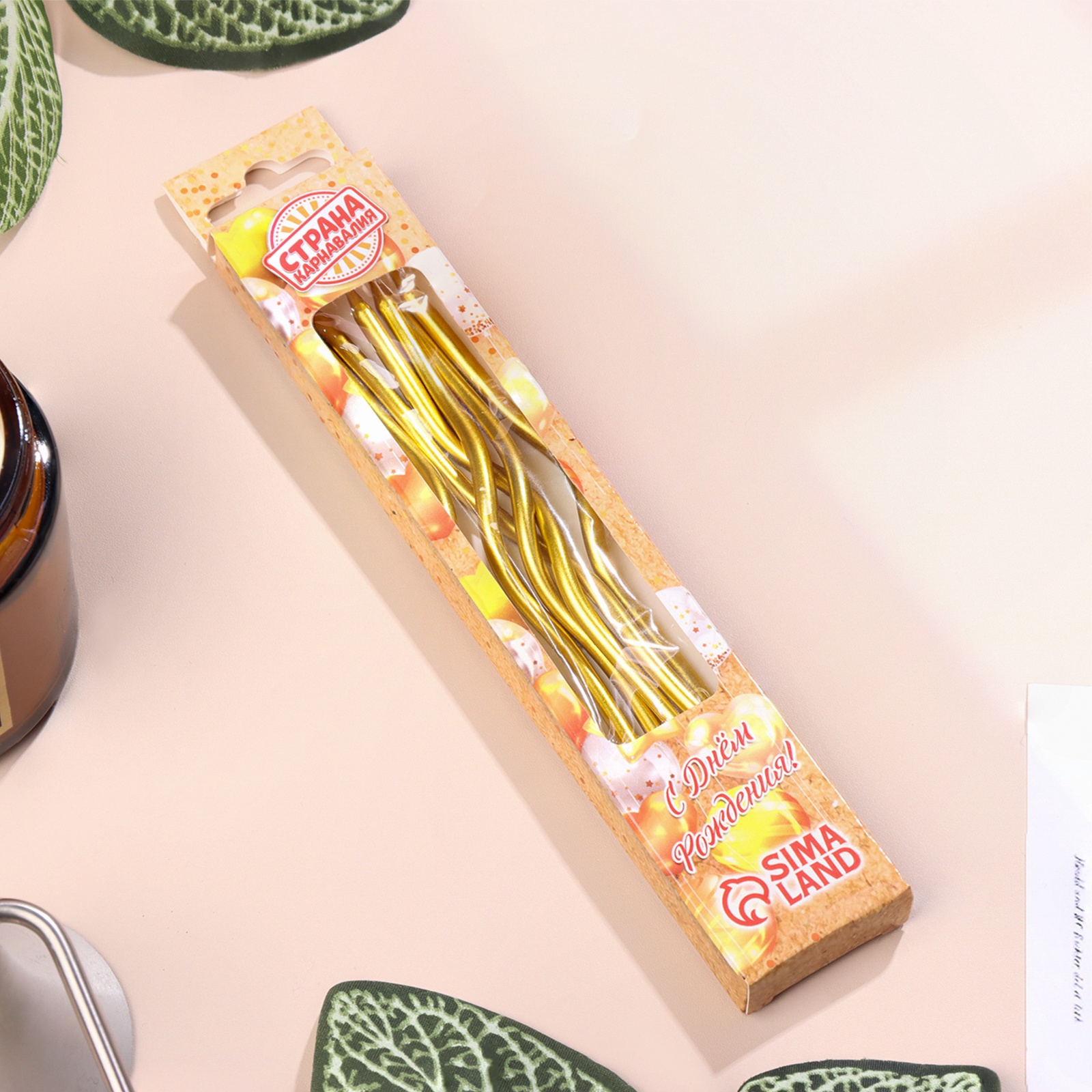 Свечи для торта Страна Карнавалия Серпантин 6 шт коктейльные золото - фото 4