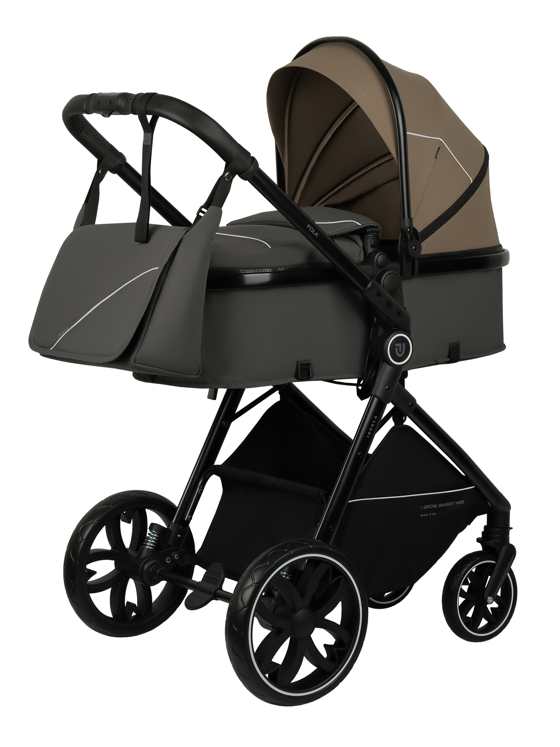 Коляска трансформер JOVOLA 3в1 Folk, темно-бежевый - фото 13