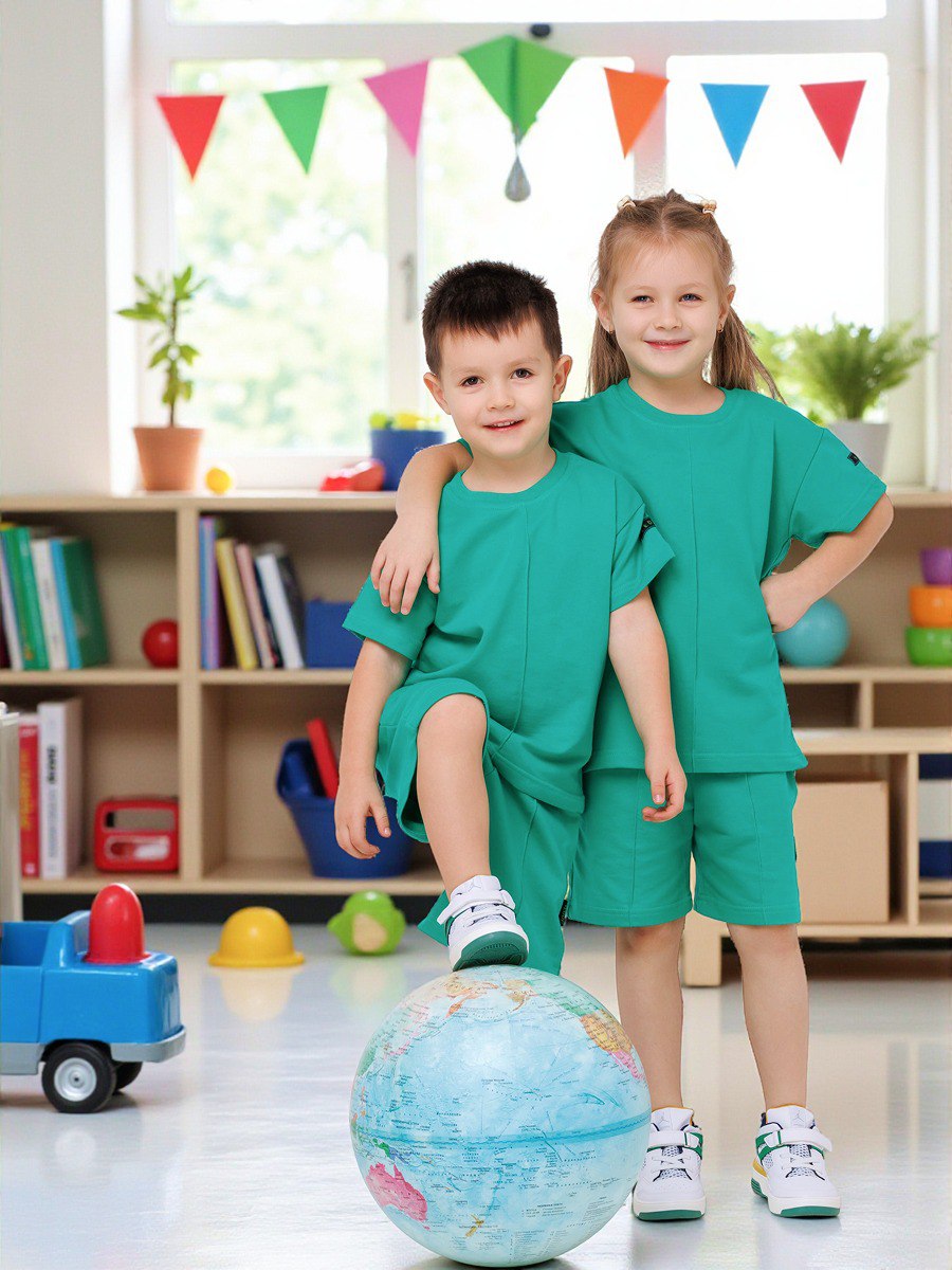 Футболка и шорты VEDDI 2080/6042фп-2024-изумрудный - фото 4