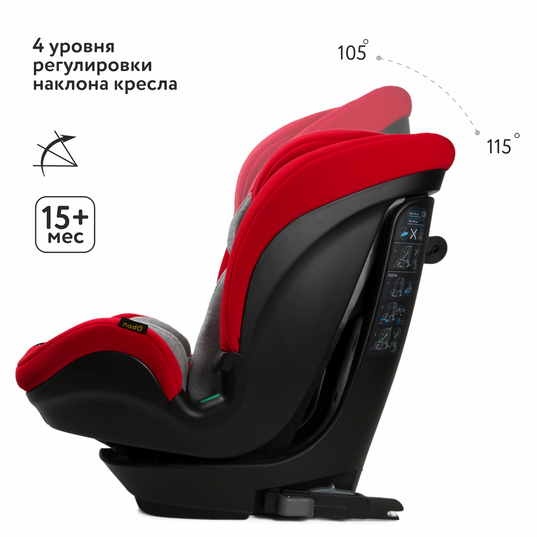 Автокресло nado Garnet red Isofix 1/2/3 (9-36 кг) - фото 2