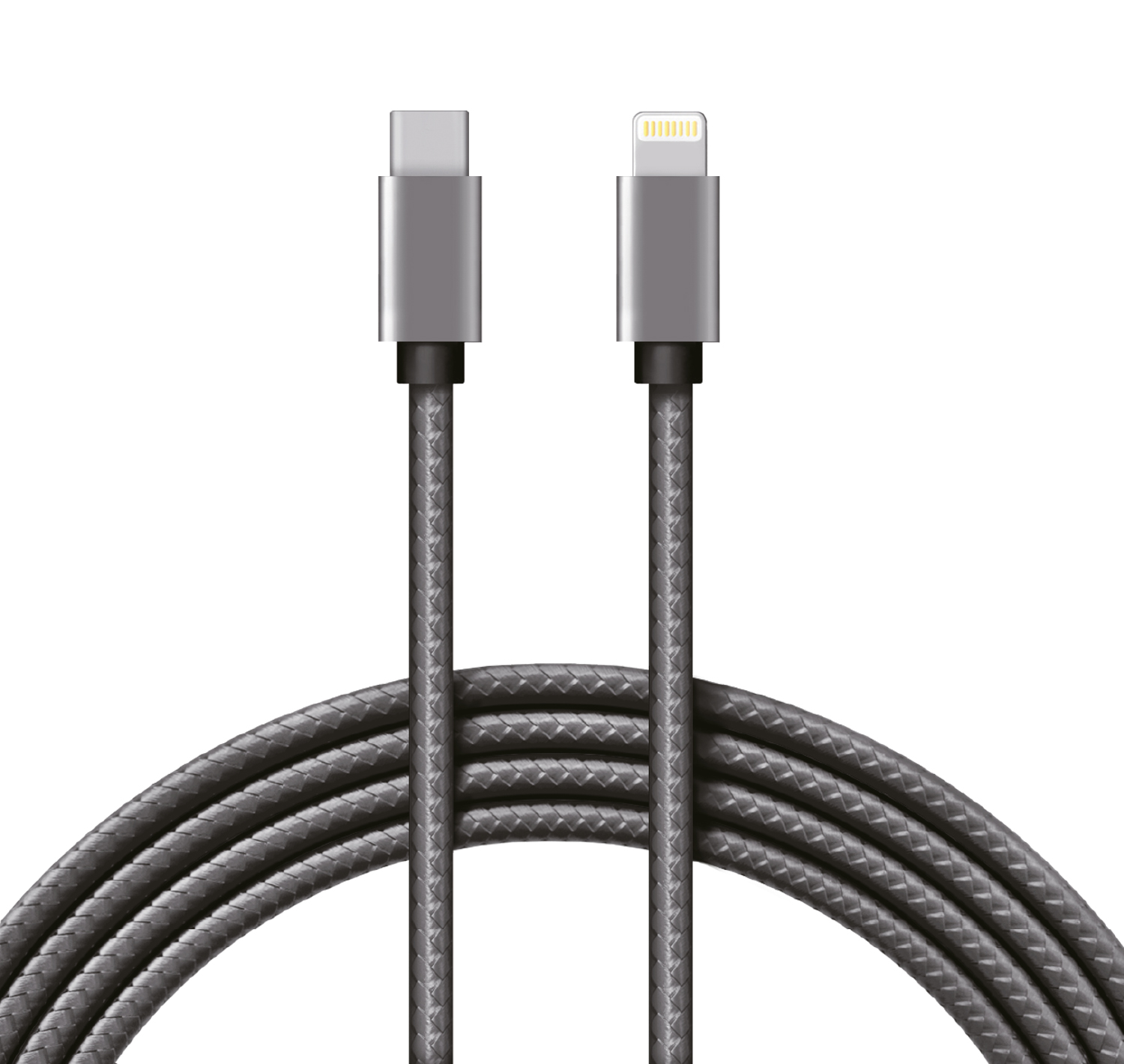 Кабель REXANT USB - Lightning 1 метр в серой нейлоновой оплетке - фото 1