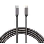 Кабель REXANT USB - Lightning 1 метр в серой нейлоновой оплетке