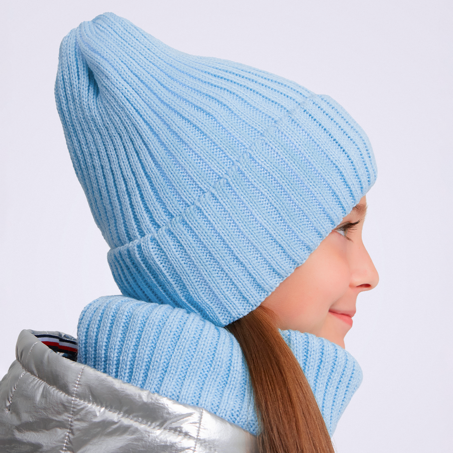 Шапка и снуд KUBRIO KU-H-104-GplainW-blue - фото 7