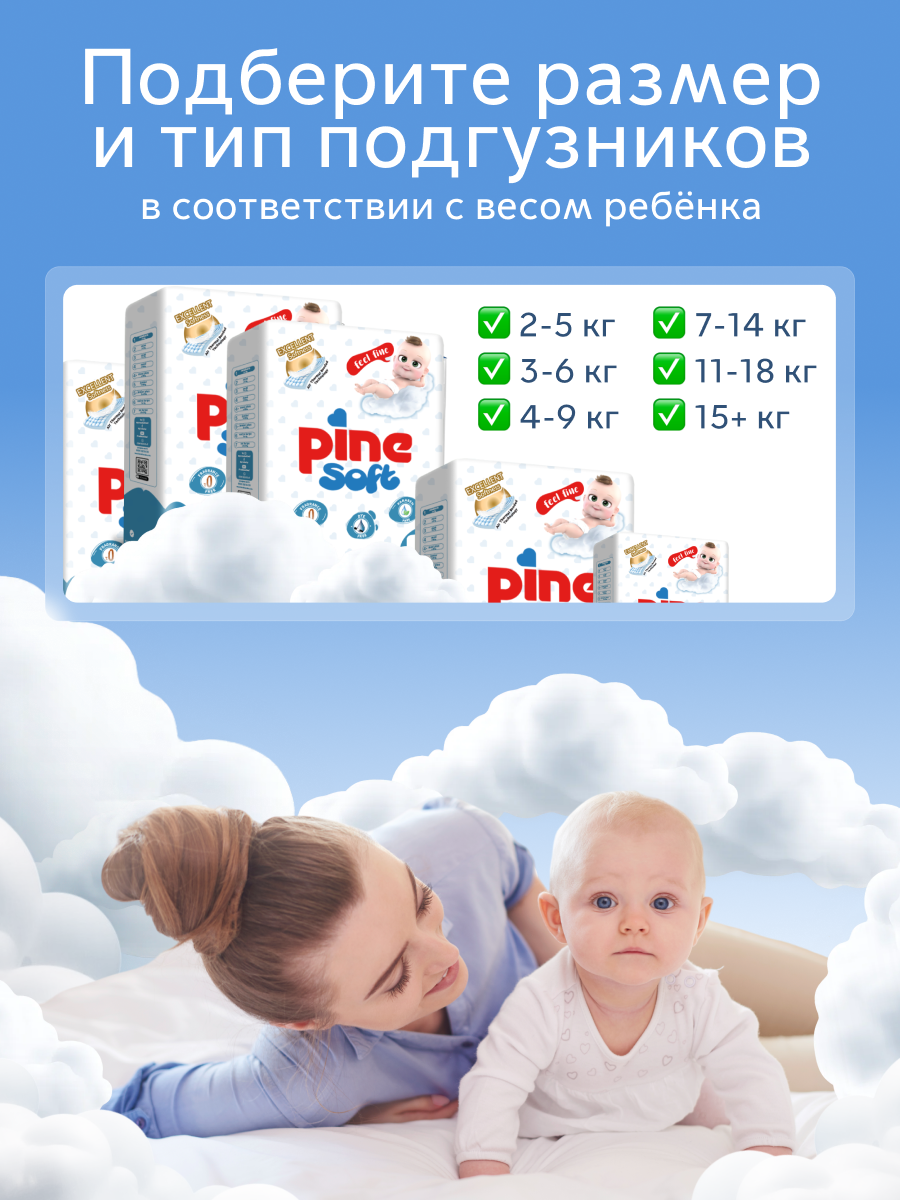 Подгузники Pine для новорожденных NB 74 шт. - фото 6