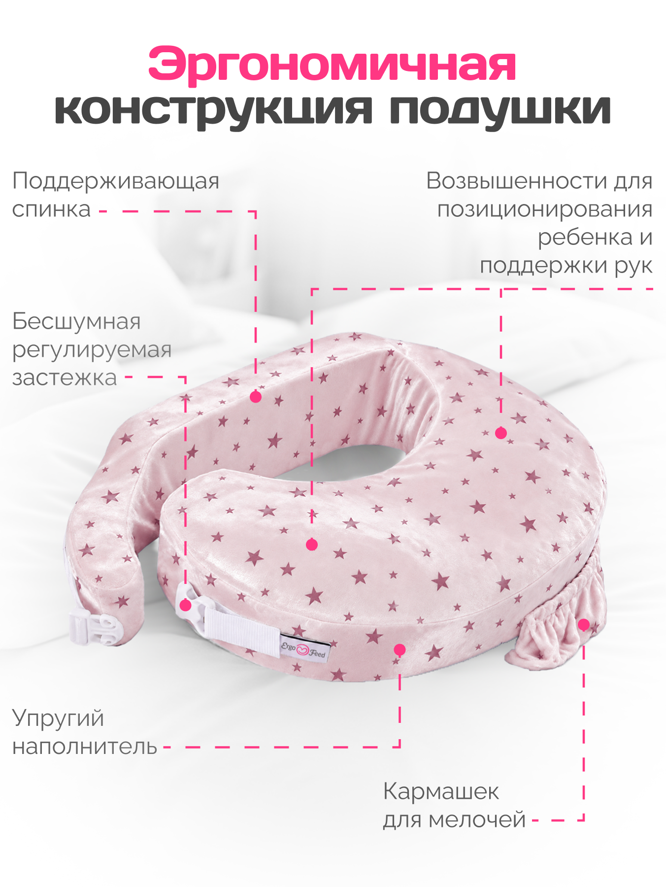 Подушка для кормления ErgoFeed розовый - фото 2
