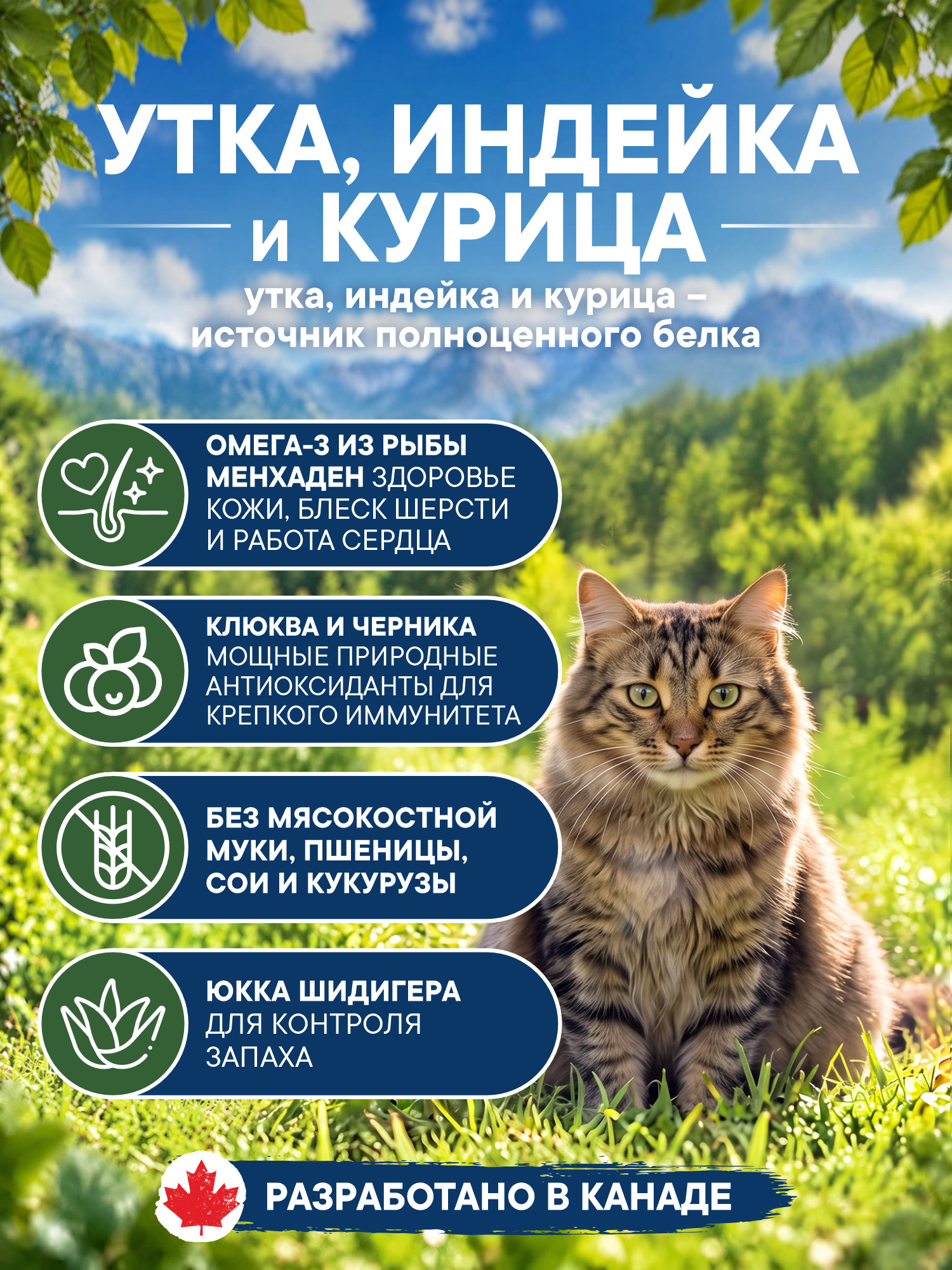Корм для кошек сухой Pronature Holistic Nordic Grain Free беззерновой на индейке 5кг - фото 2