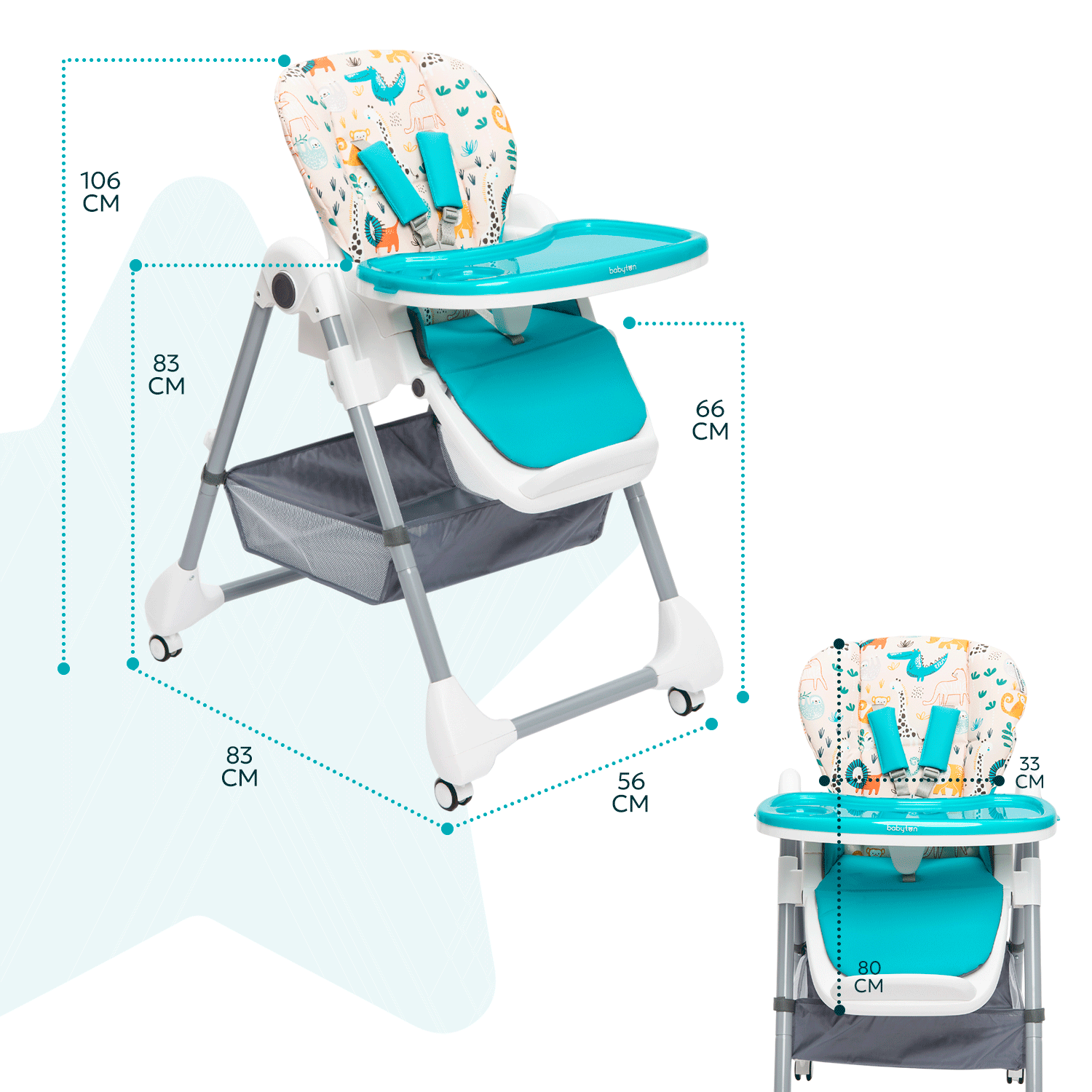 Стульчик для кормления Babyton Pretty Friends Turquoise классический - фото 5