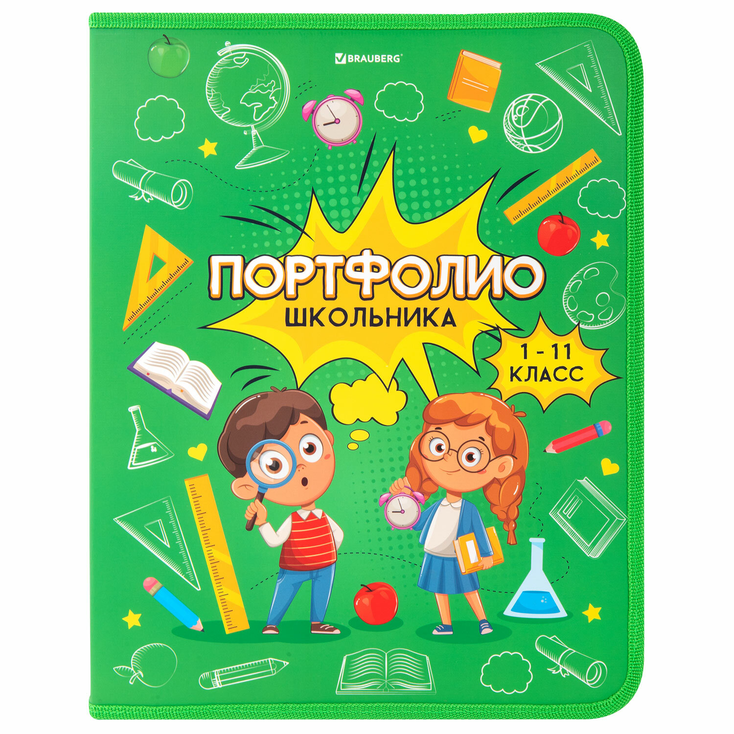 Портфолио школьника Brauberg папка А4 на молнии 8 вкладышей - фото 5