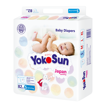 Подгузники YokoSun S (до 6 кг) 82 шт.