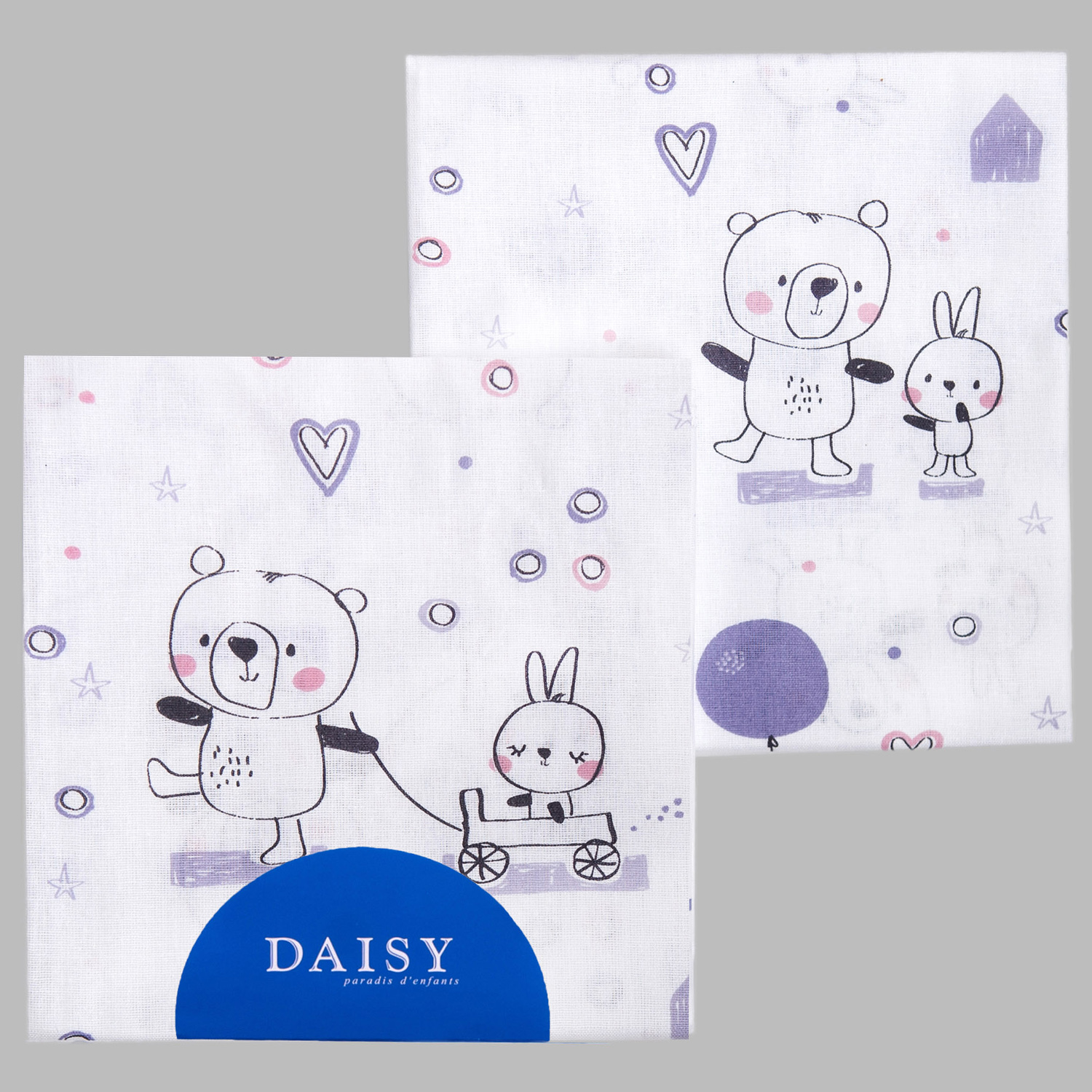 Пеленка Daisy бязь 2шт 75х120см мишка с шариком - фото 2