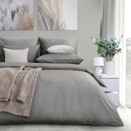 Комплект постельного белья LOVEME Gray 1.5СП наволочки 70х70 см страйп-сатин 100% хлопок