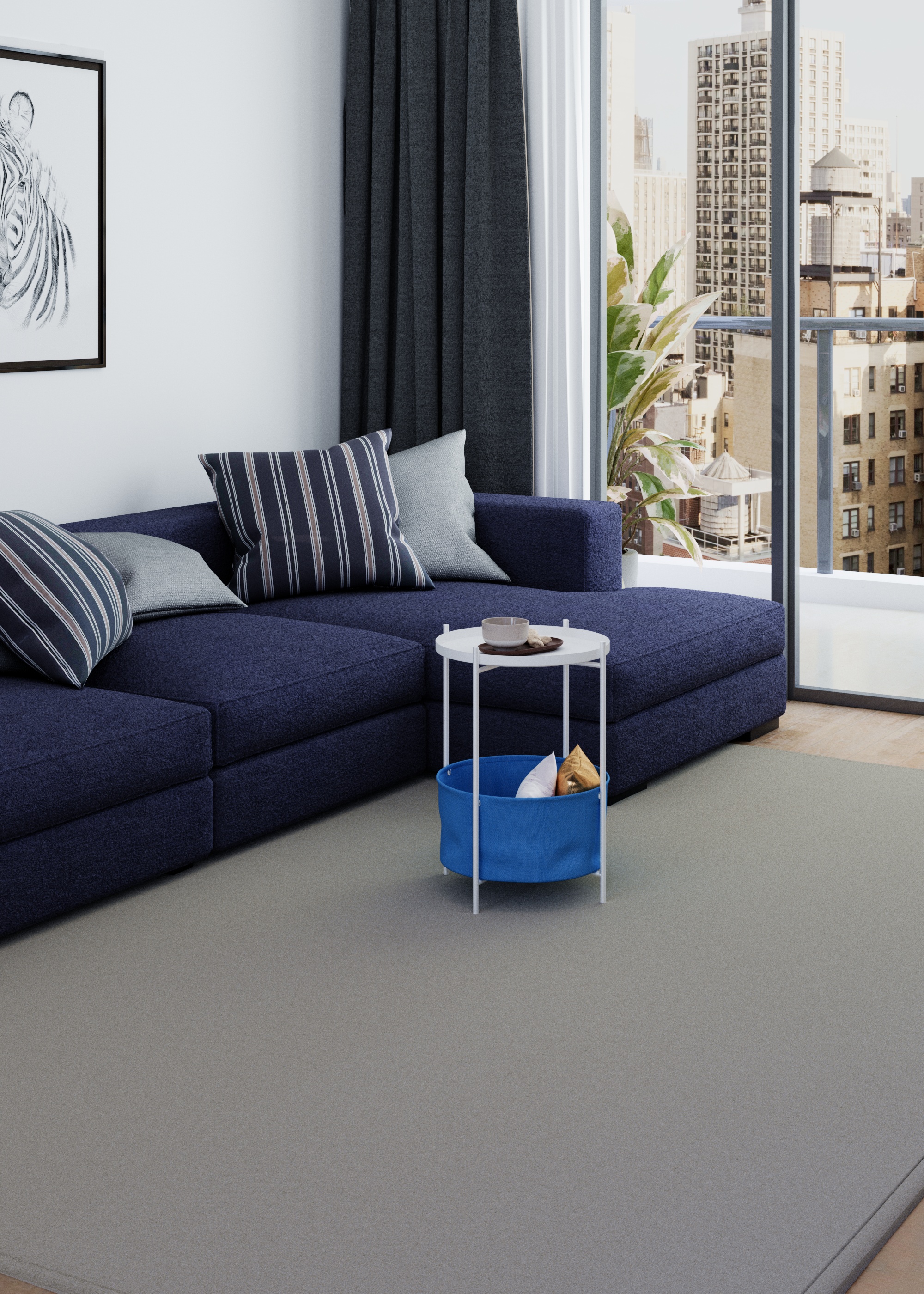 Стол журнальный LAVARIS Элдэй cuba deep sea ярко синий/белый муар - фото 4