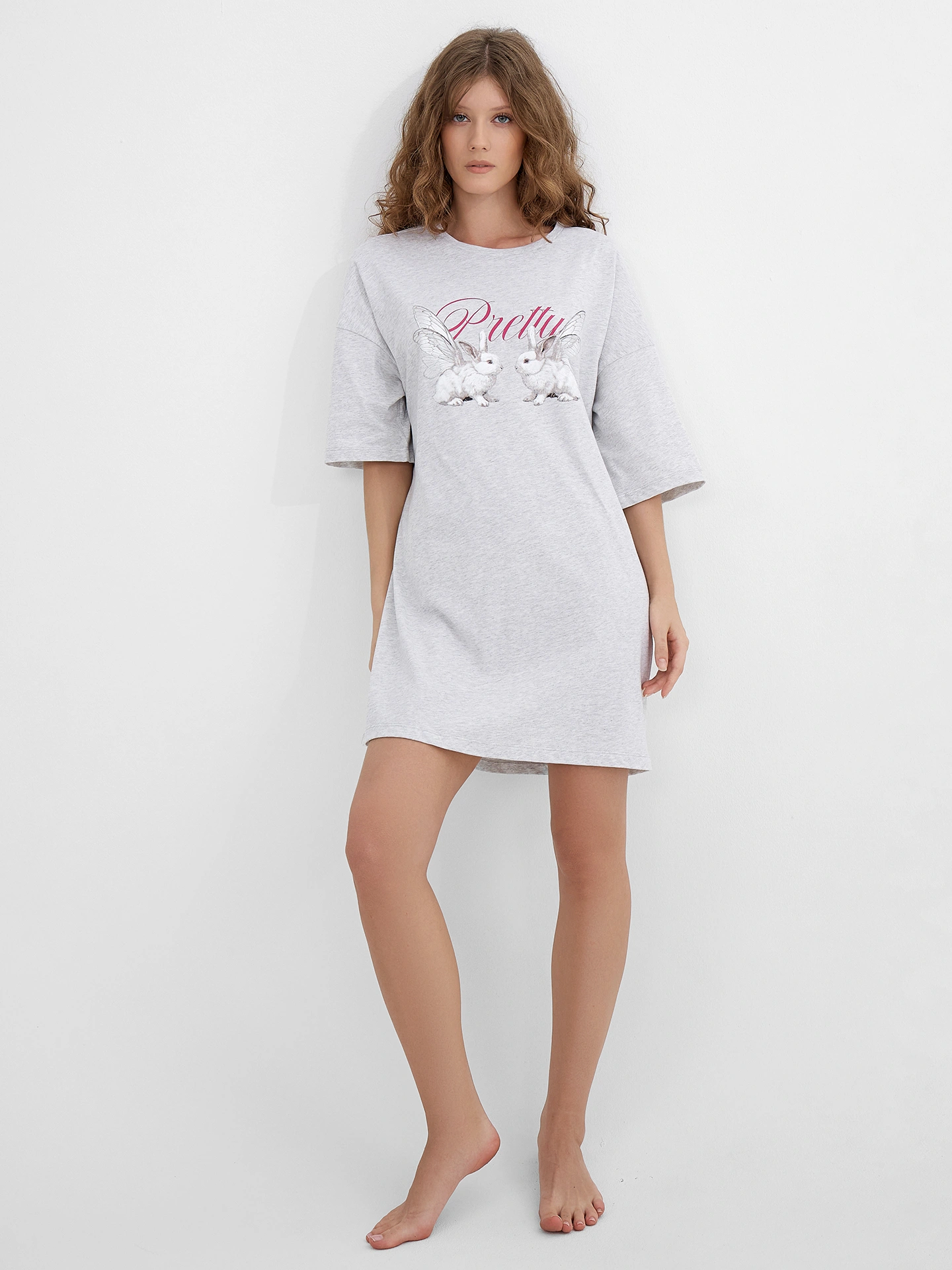 Сорочка ночная Mark Formelle (Марк Формэль) 512079/серый меланж 4306-А +печать2(2) - фото 1