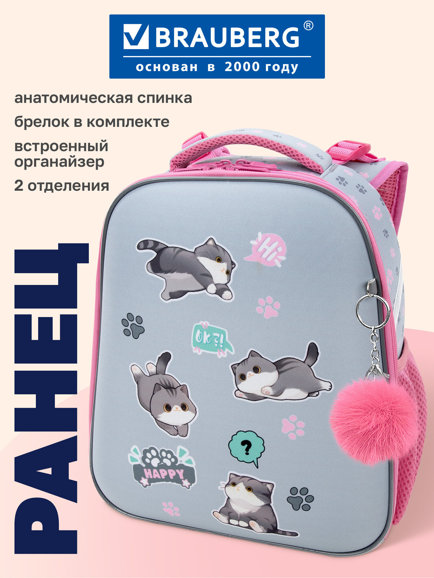 Рюкзак Brauberg милые коты - фото 1