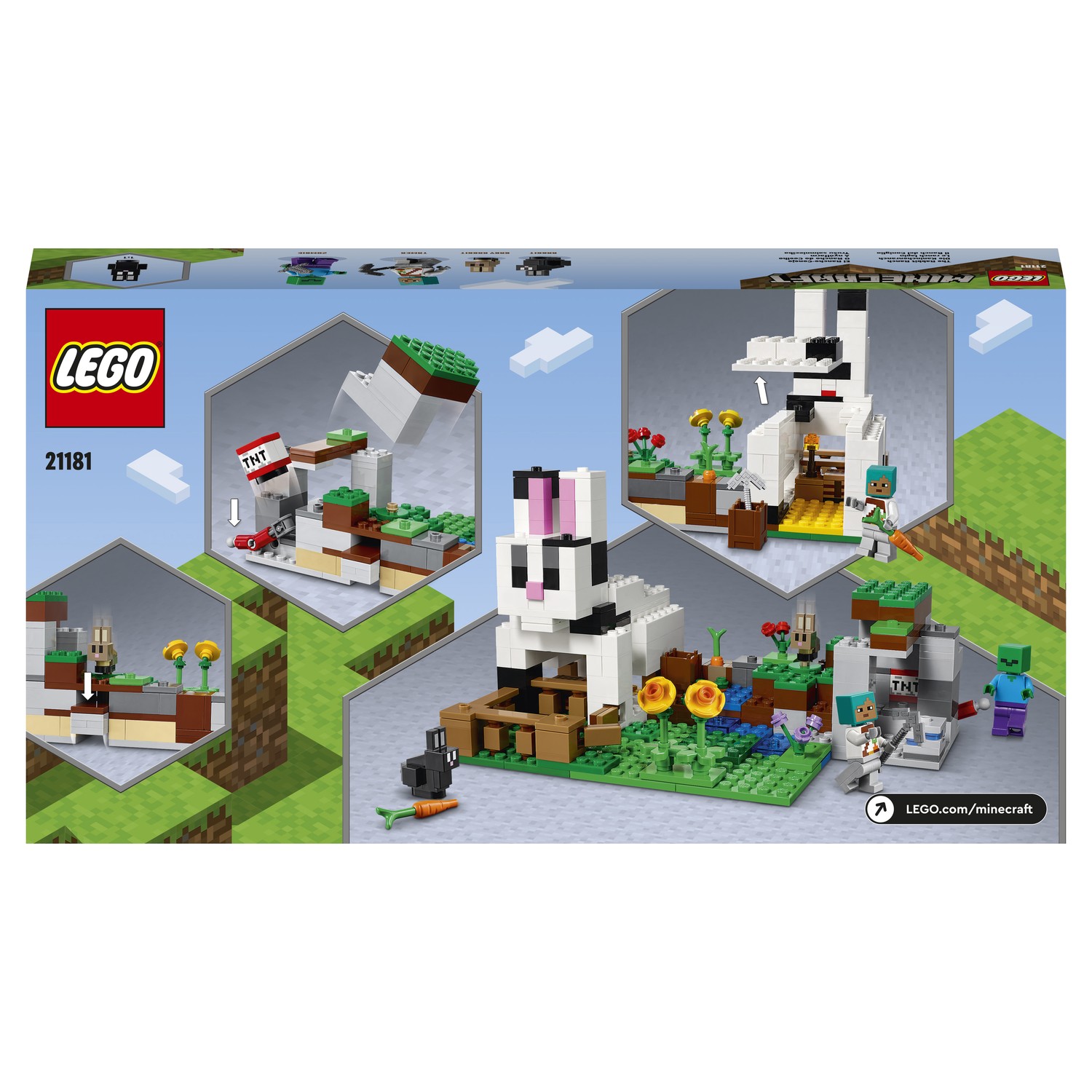 Конструктор LEGO Minecraft Кроличье ранчо блочный - фото 3