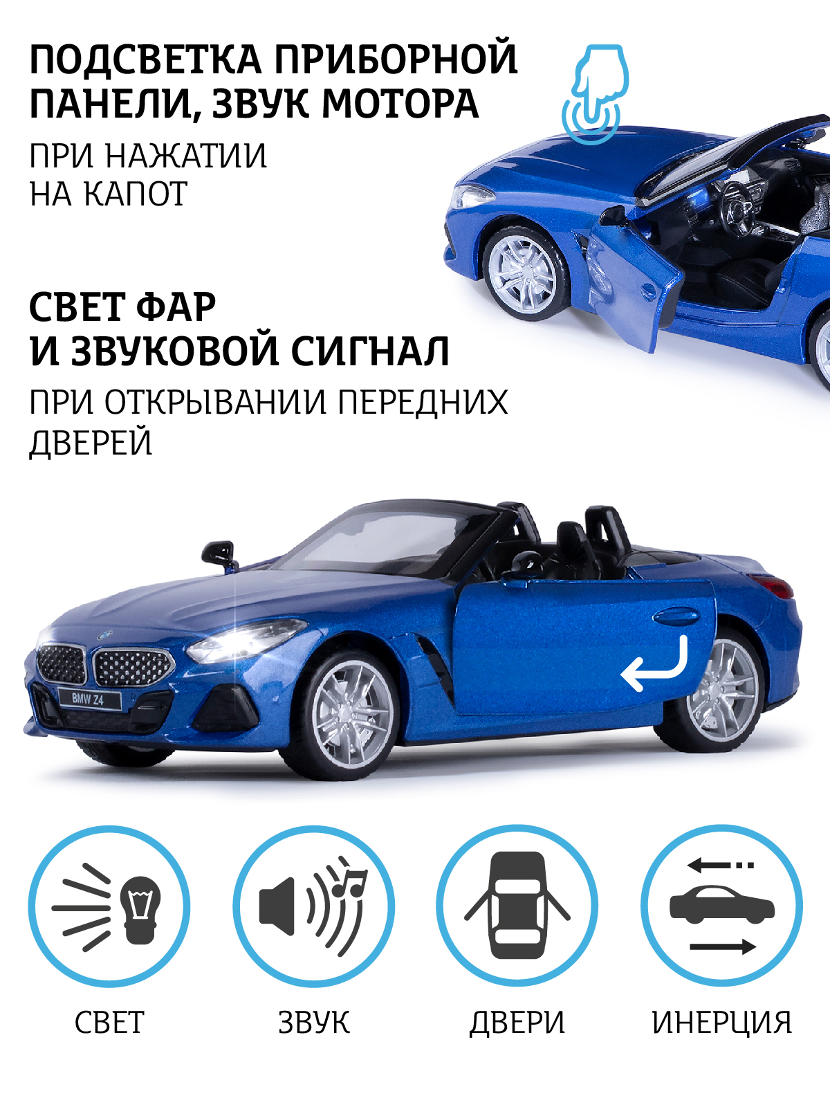 Автомобиль АВТОпанорама BMW Z4 M40i 1:30 JB1251542 - фото 2