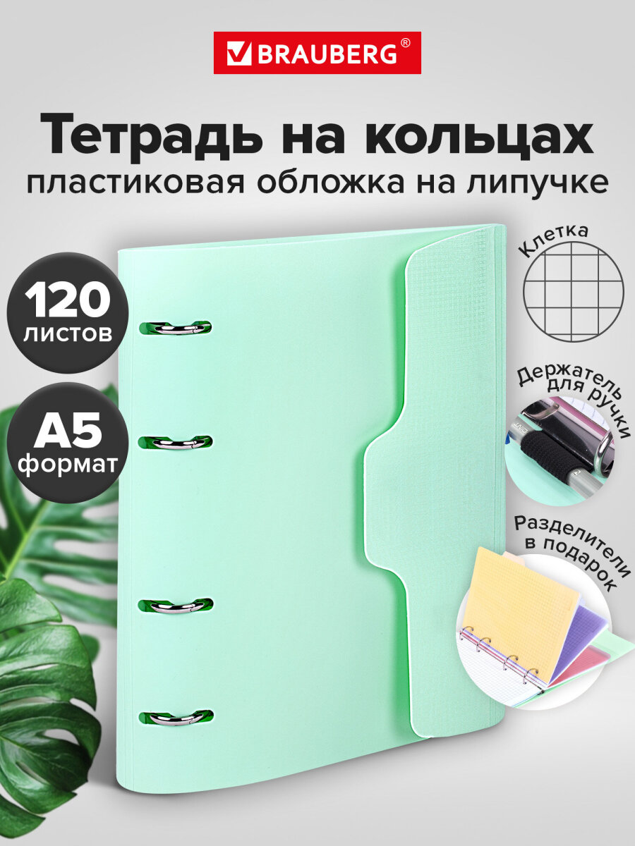 Тетрадь со сменным блоком Brauberg клетка 120 лист. - фото 1