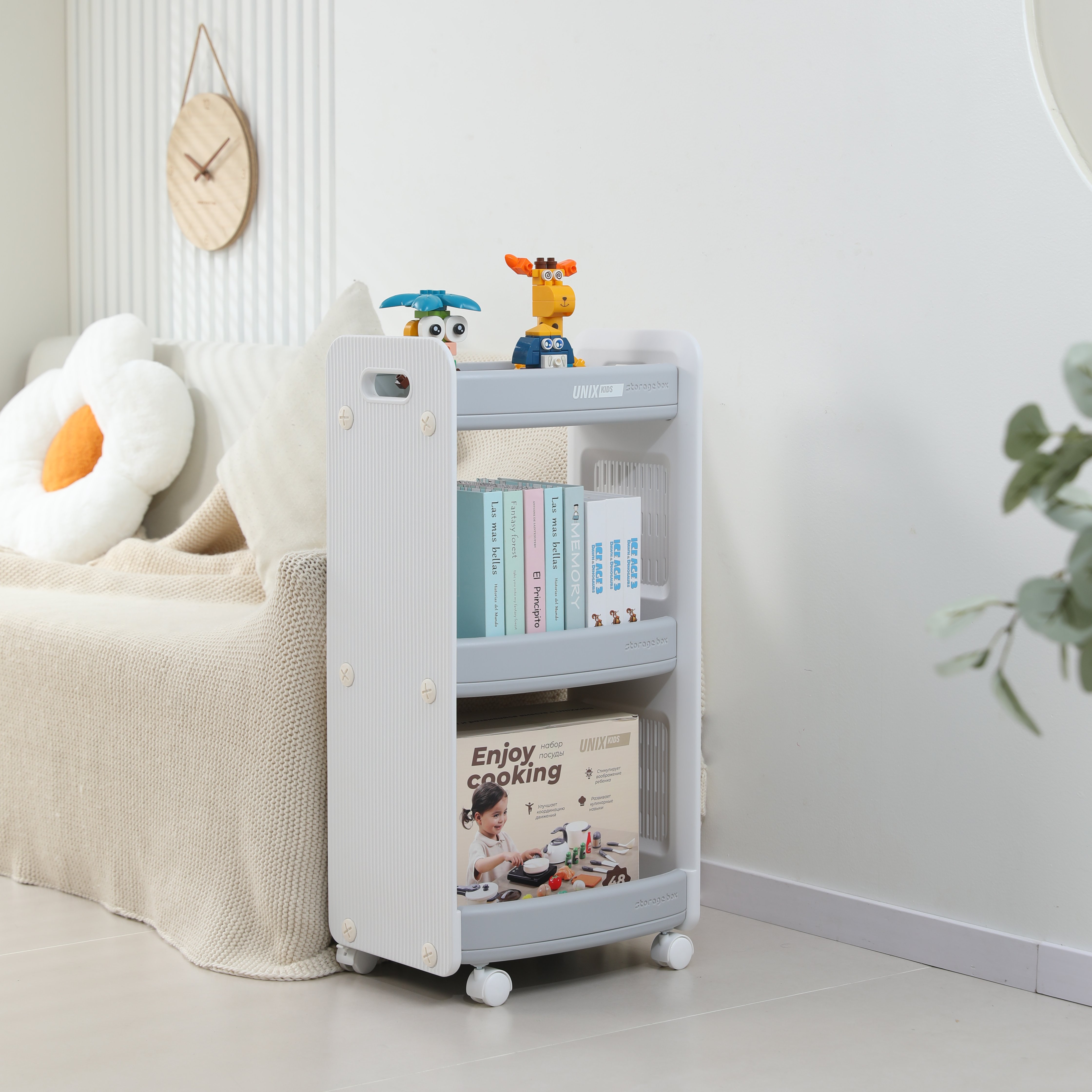 Тумба-стеллаж UNIX Kids Storagebox 3 levels Grey - фото 15