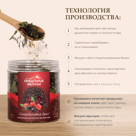Напиток чайный Предгорья Белухи Чай чёрный байховый, гибискус, лист смородины, ягоды чёрной смородины