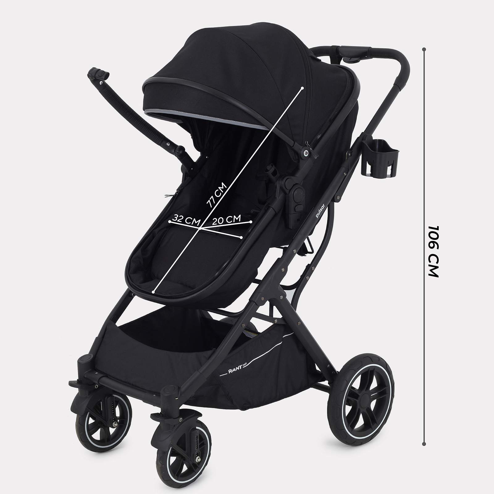 Коляска трансформер Rant Basic Pulsar 2 в 1, black черный - фото 4