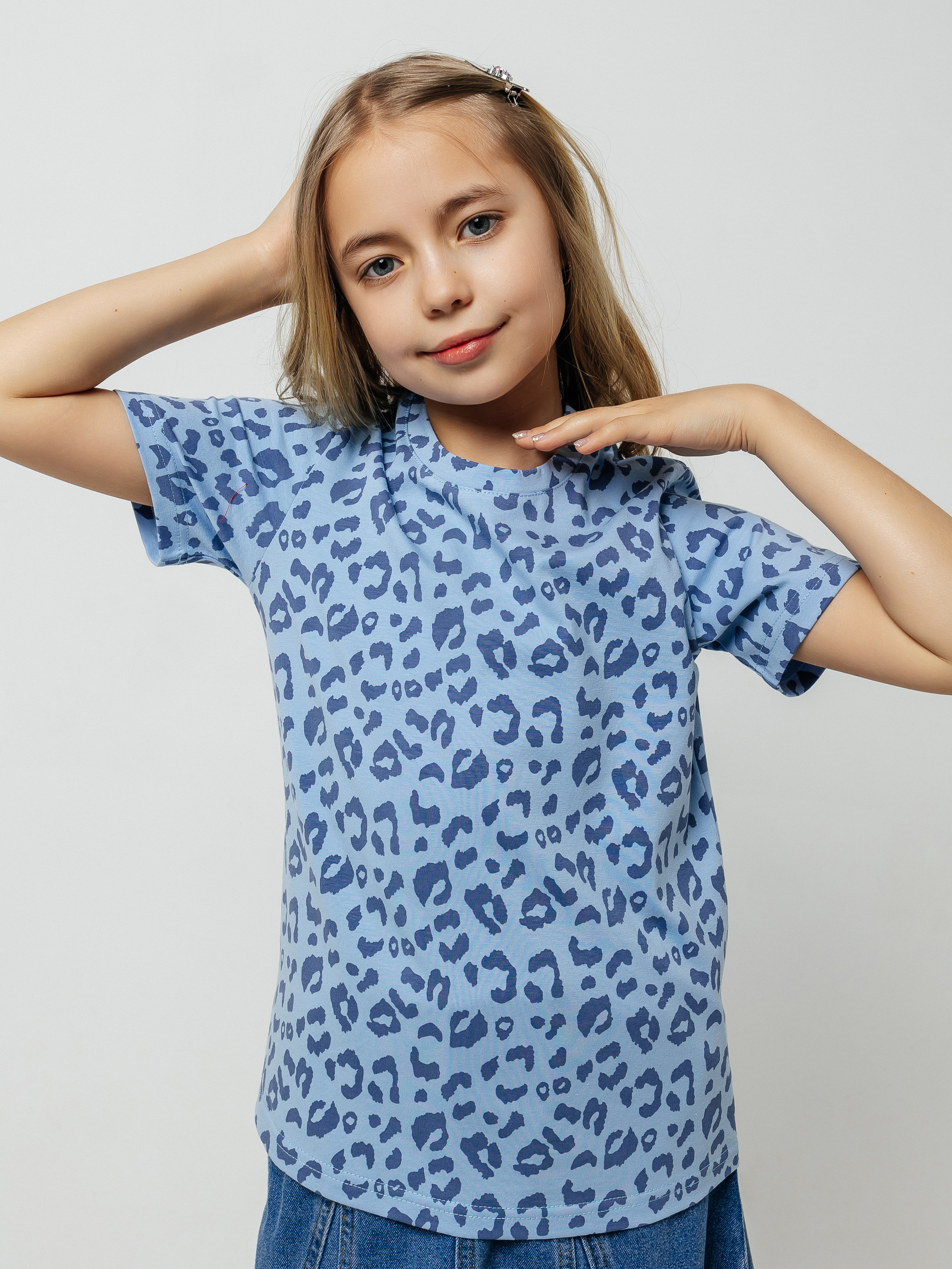 Футболка Селтекс Ю_ФК34 голубой леопард - фото 1