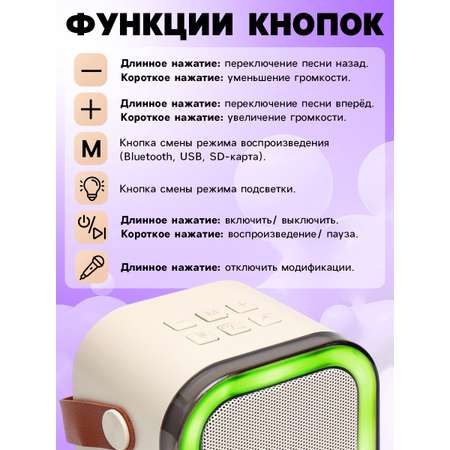 Караоке детское беспроводное Zabiaka 2 микрофона bluetooth 5 режимов подсветки