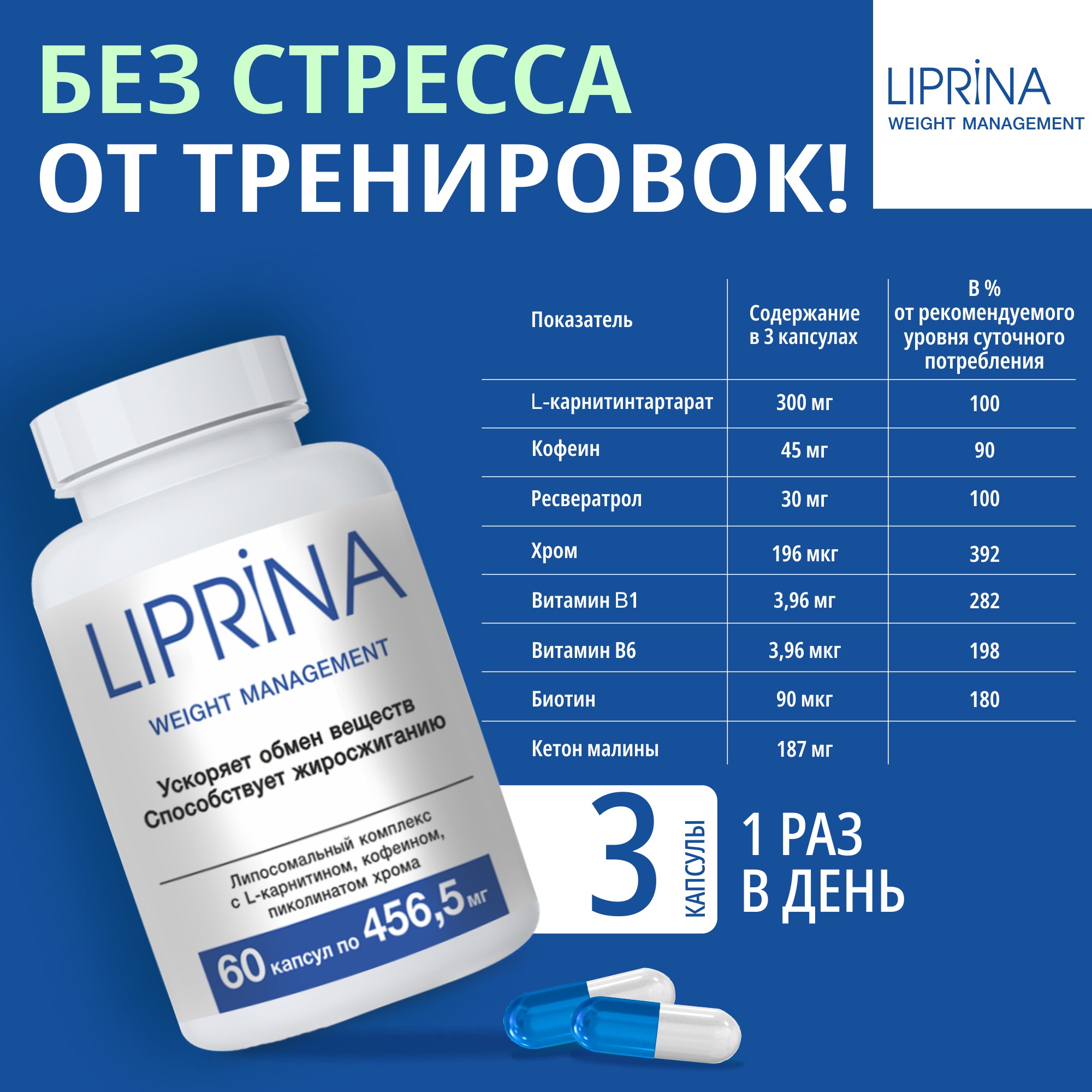 Жиросжигатель Липрина Управление весом Пиколинат хрома Ускоряет обмен веществ - фото 6