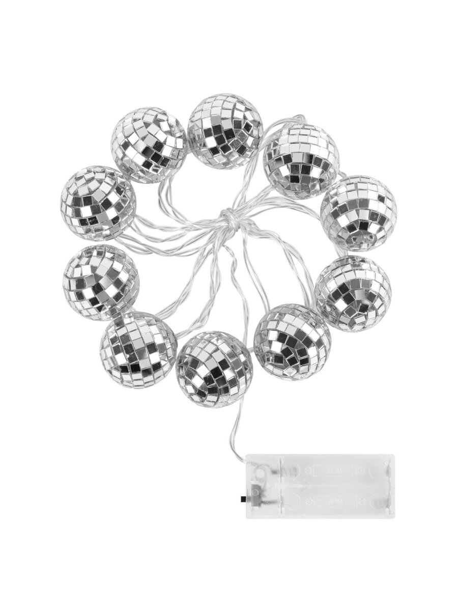 Гирлянда нить новогодняя Золотая сказка интерьерная для дома и на елку Диско-шар на батарейках светодиодная - фото 7