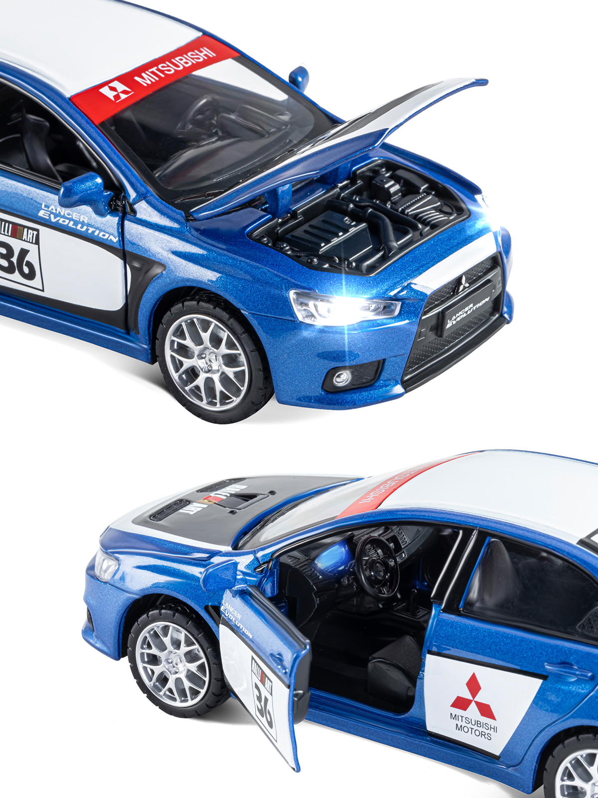 Автомобиль АВТОпанорама Mitsubishi Lancer Evolution 1:32 JB1251472 - фото 9