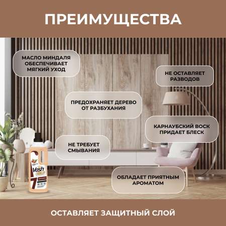 Средство для мытья пола Vash Gold для паркета с карнаубским воском 1л