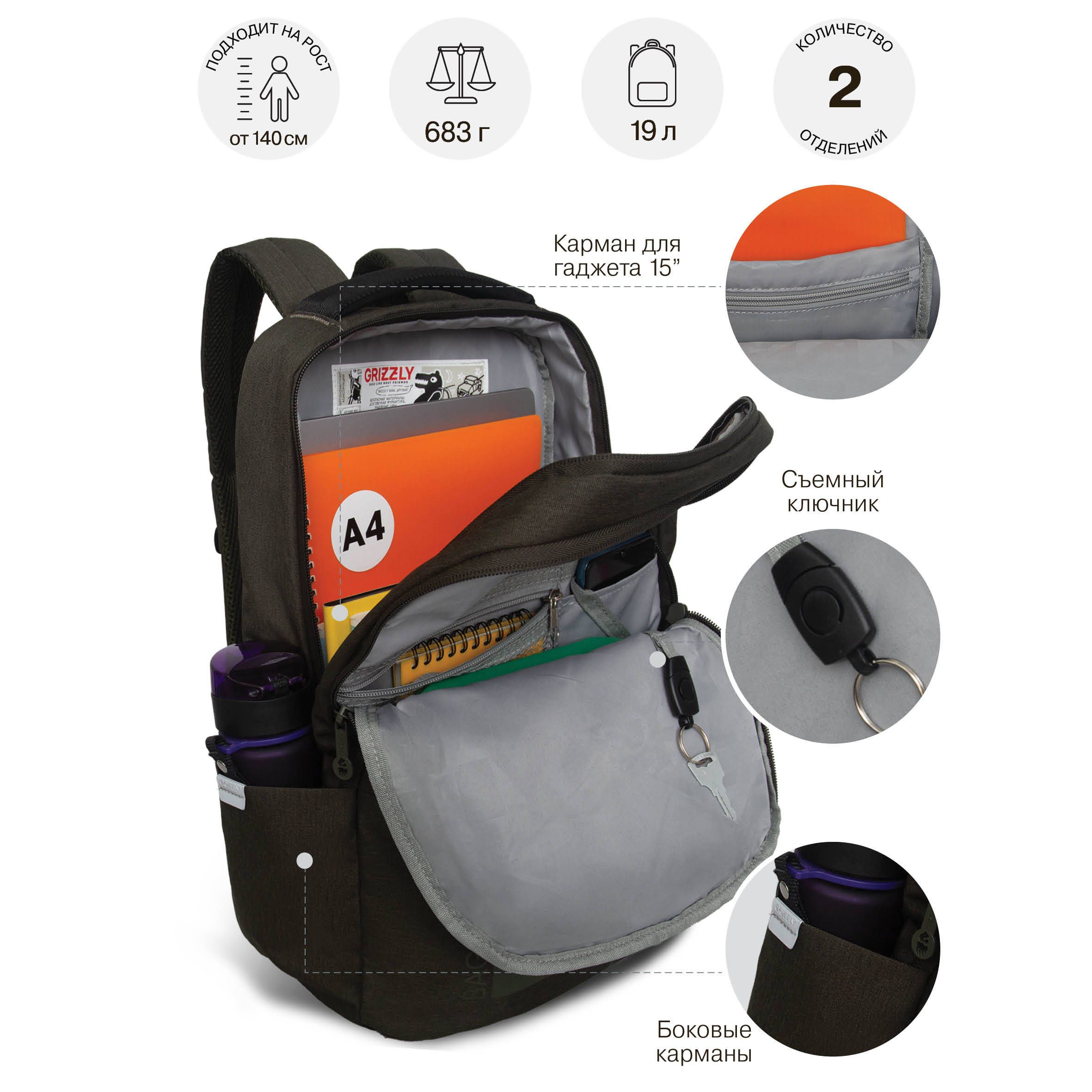 Рюкзак Grizzly для мальчика - фото 7