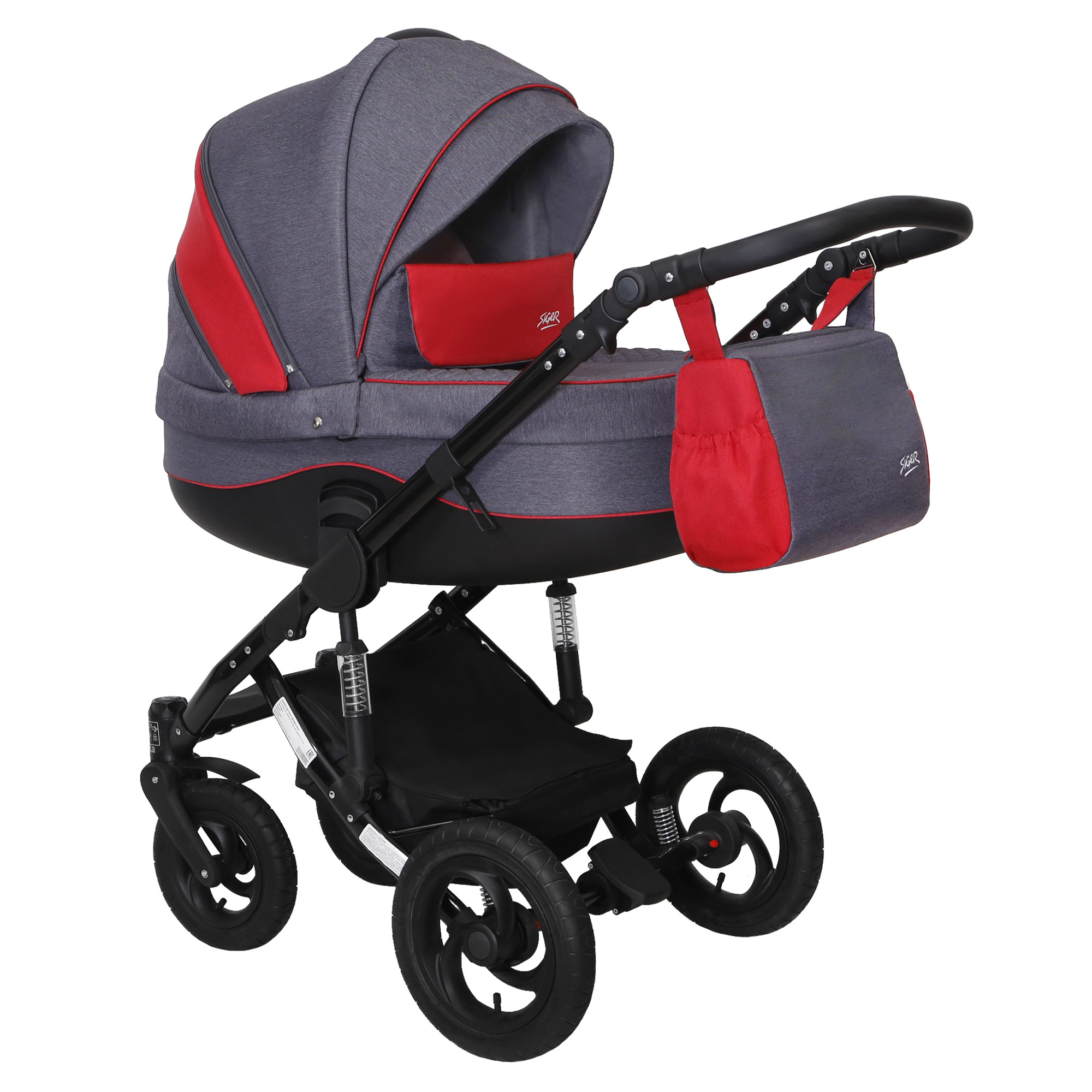 Коляска 2в1 SIGER Alba серый - фото 2