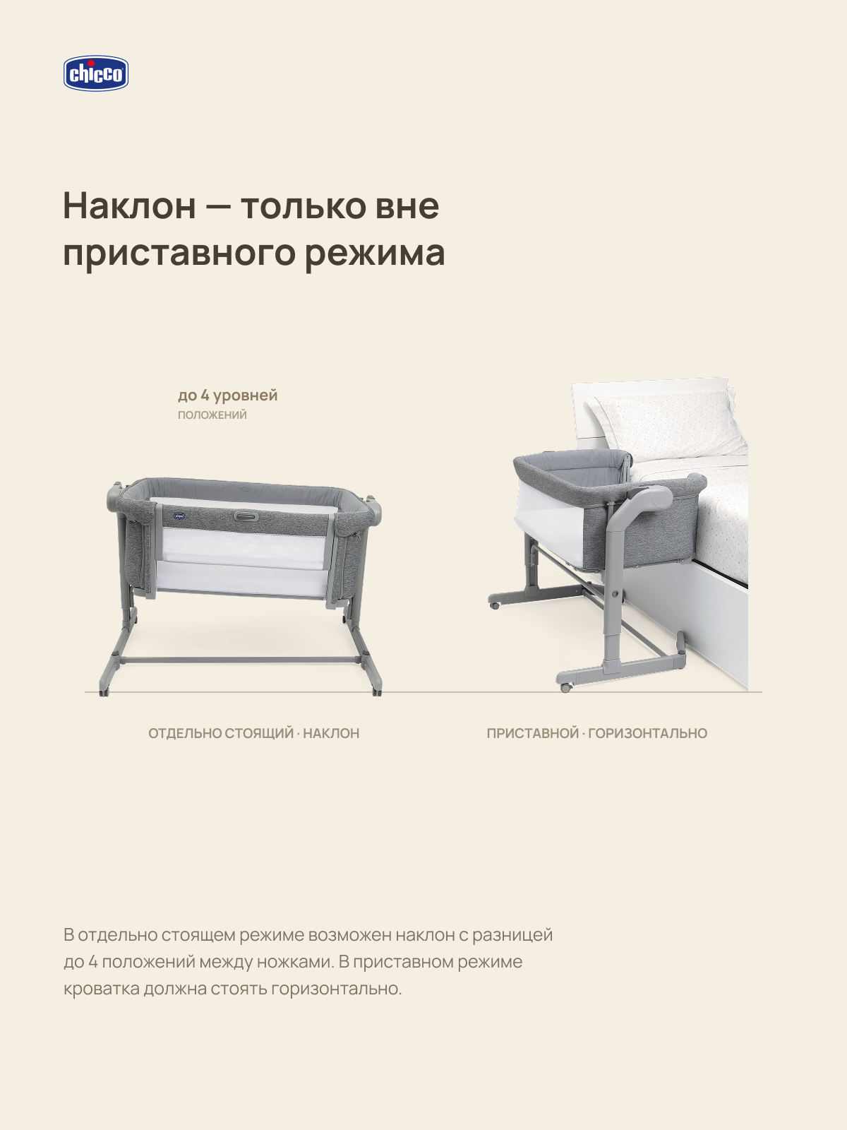 Детская кроватка Chicco Next2Me Magic Evo с рождения до 6 месяцев Dark Grey, без маятника (графит) - фото 15