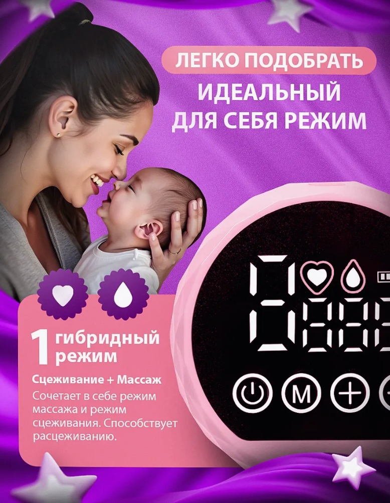 Молокоотсос электрический беспроводной CASTLELADY со встроенным аккумулятором бесшумный 3 режима работы розовый - фото 4