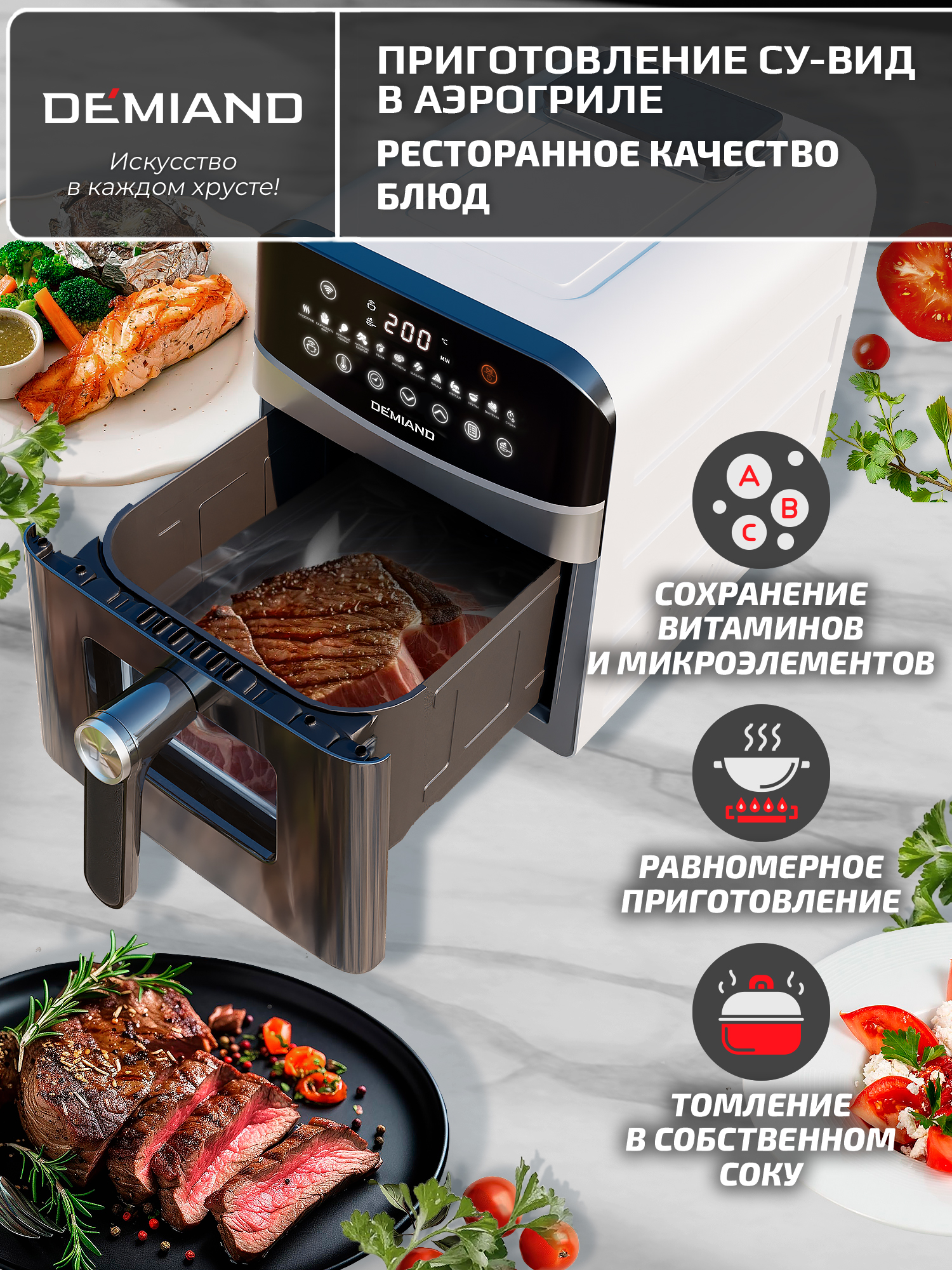 Аэрогриль DEMIAND Sanders Max c Wi-Fi 9 л - фото 14