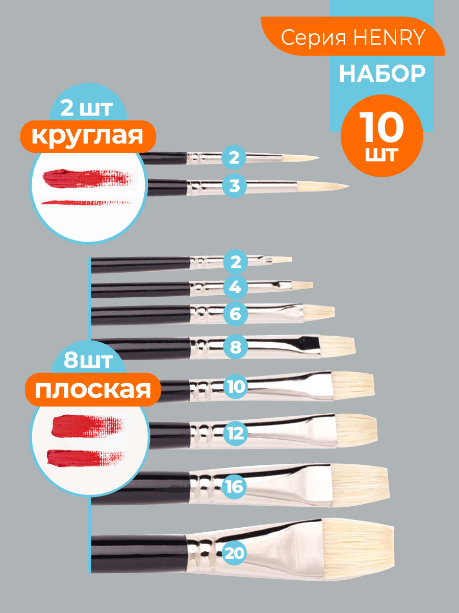 Кисть Малевичъ 10 шт. (щетина) - фото 2